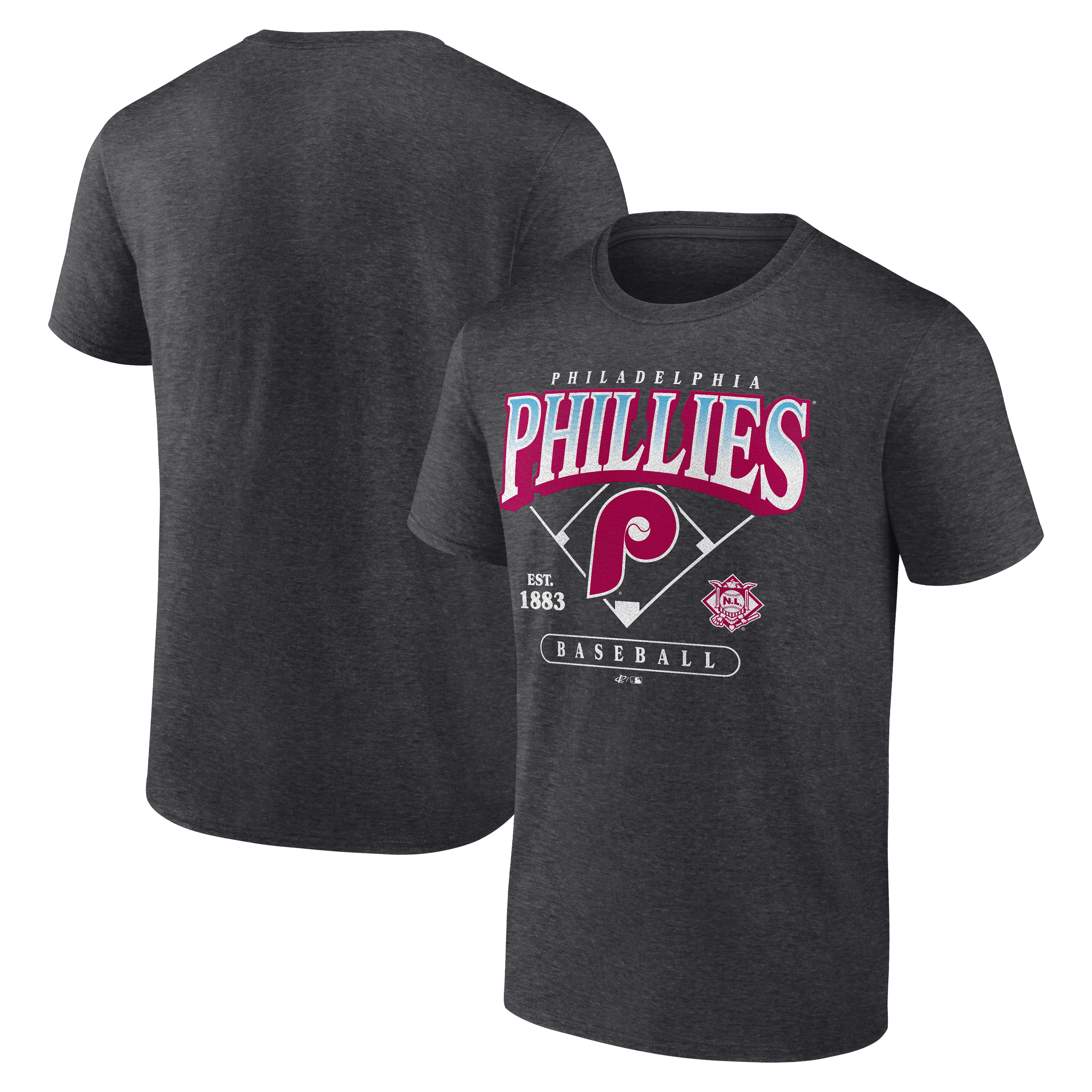Men's Logo Athletic  Charcoal Philadelphia Phillies Diamond T-Shirt