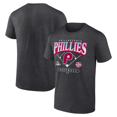  Philadelphia Phillies Logo Athletic Diamond Logo T-Shirt - Charcoal