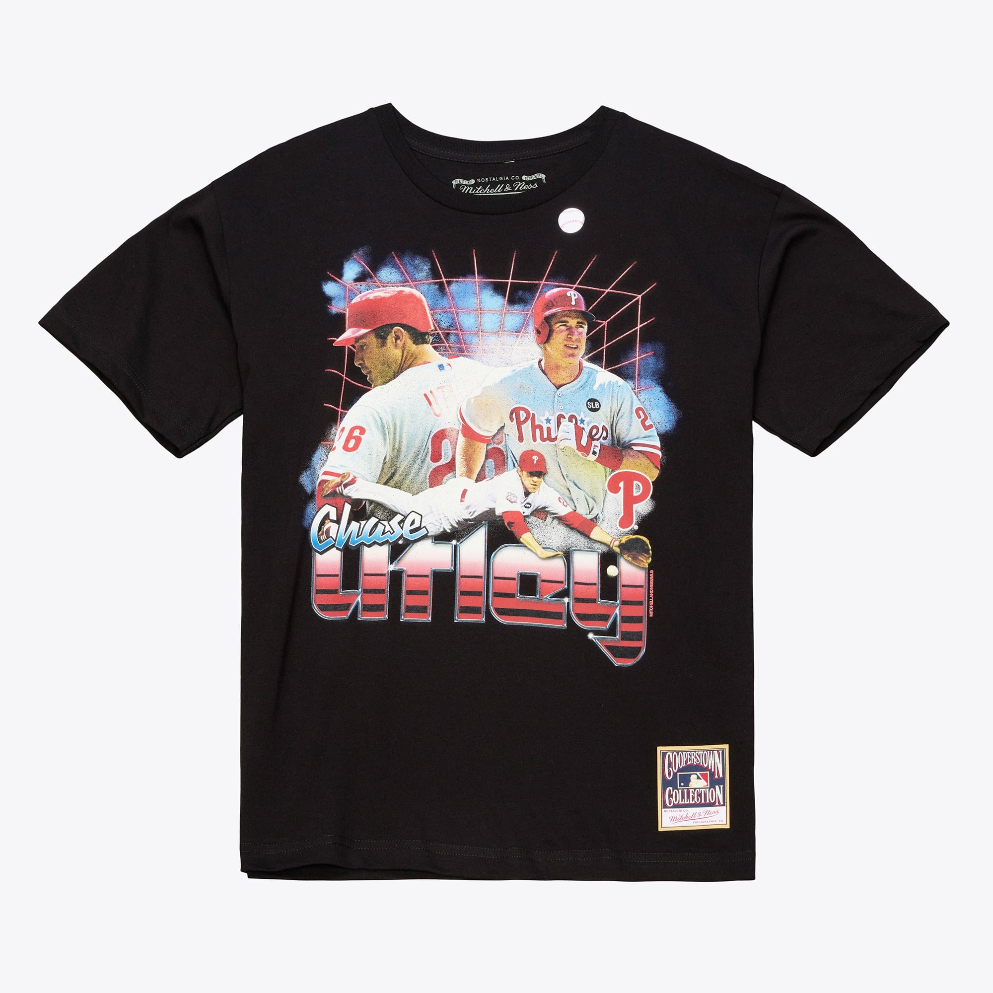 Men's Mitchell & Ness Chase Utley Black Philadelphia Phillies Cooperstown Collection Big Tall Legendary Collage Player Graphic T-Shirt
