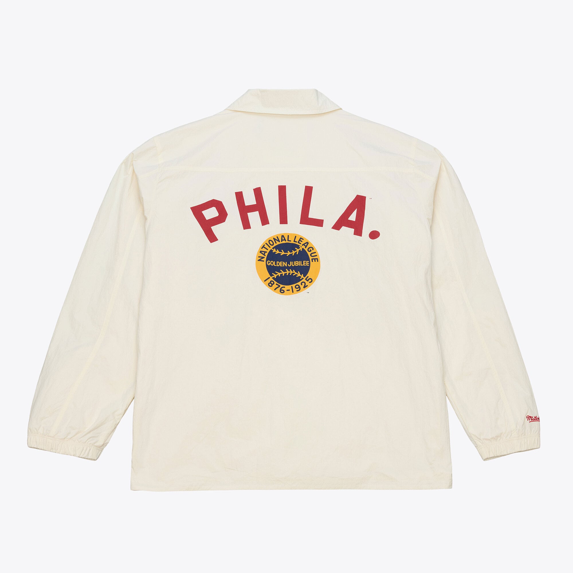 Men's Mitchell & Ness  Cream Philadelphia Phillies Cooperstown Collection Retro Roots Coaches Jacket