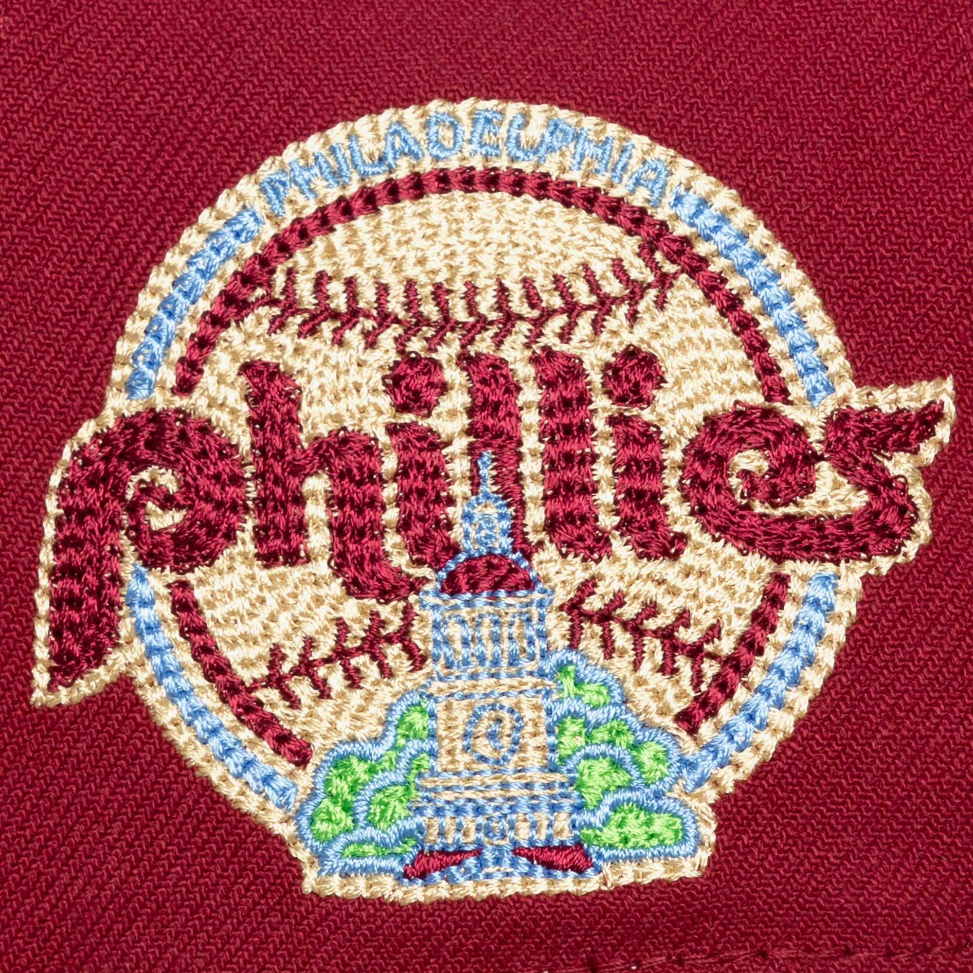 Men's Mitchell & Ness  Maroon Philadelphia Phillies Secondary Patch Pro Snapback Hat