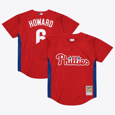 Ryan Howard Philadelphia Phillies Mitchell & Ness Big & Tall Cooperstown Mesh Batting Practice Jersey - Red