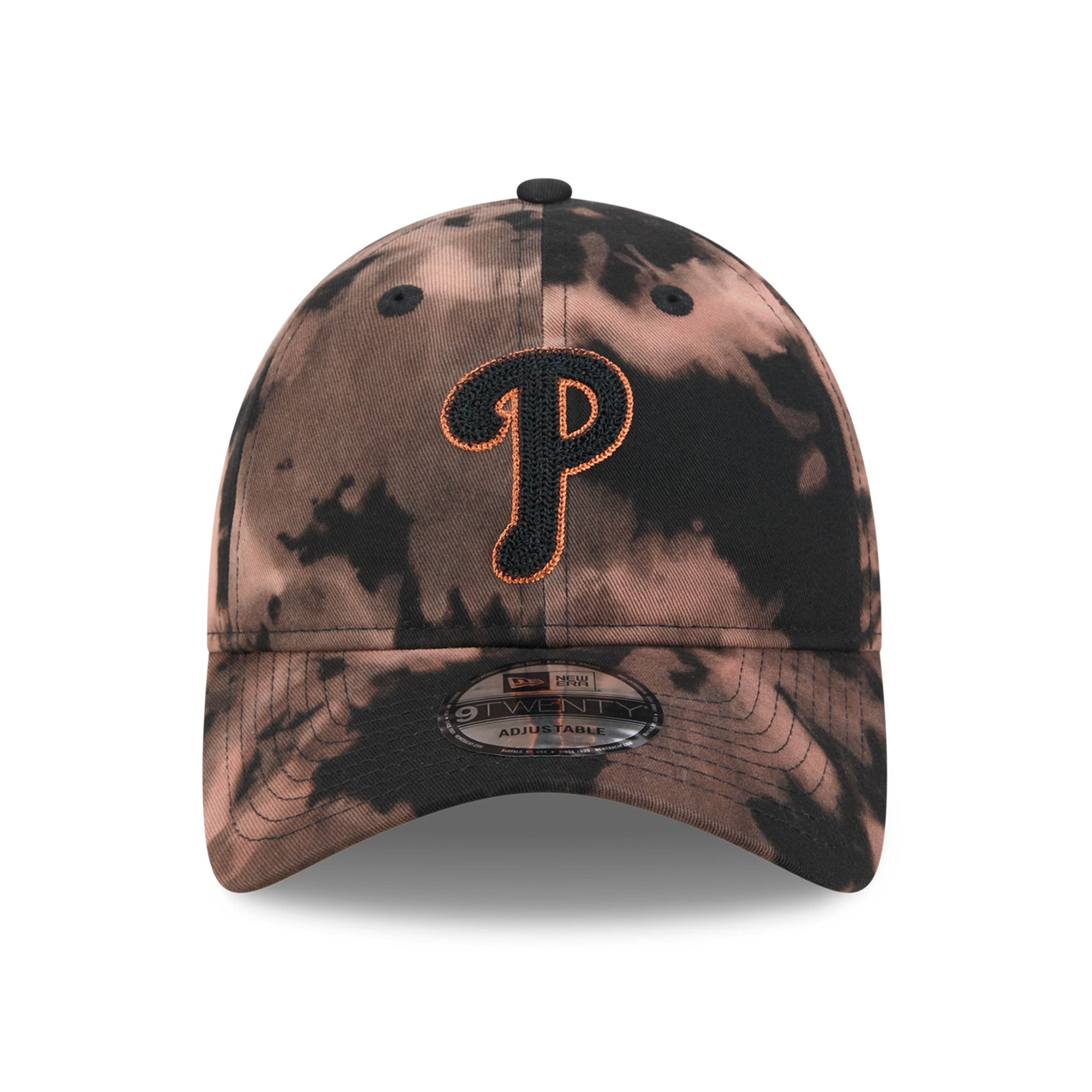 Men's New Era Black Philadelphia Phillies Bleach Wash 9TWENTY Adjustable Hat