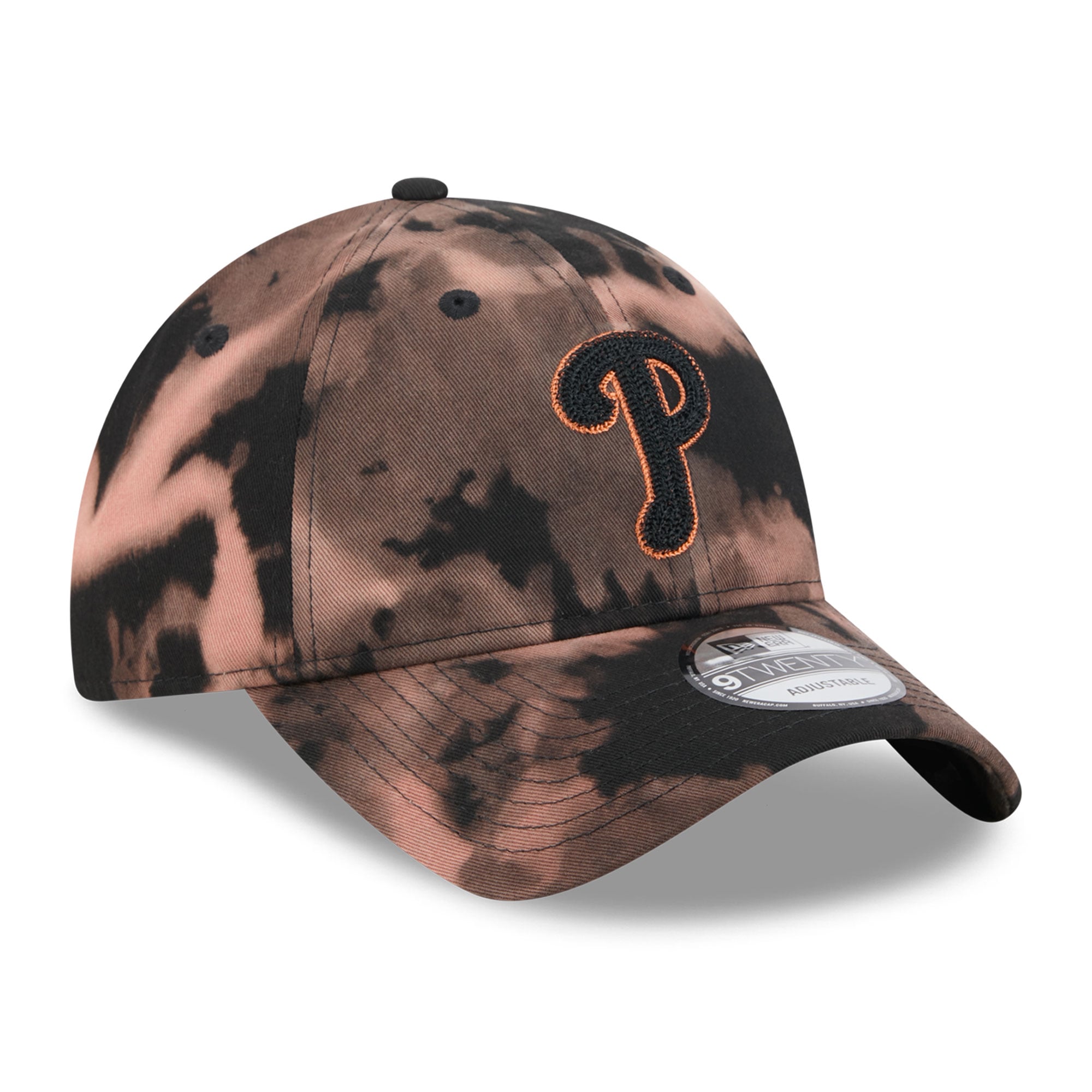 Men's New Era Black Philadelphia Phillies Bleach Wash 9TWENTY Adjustable Hat