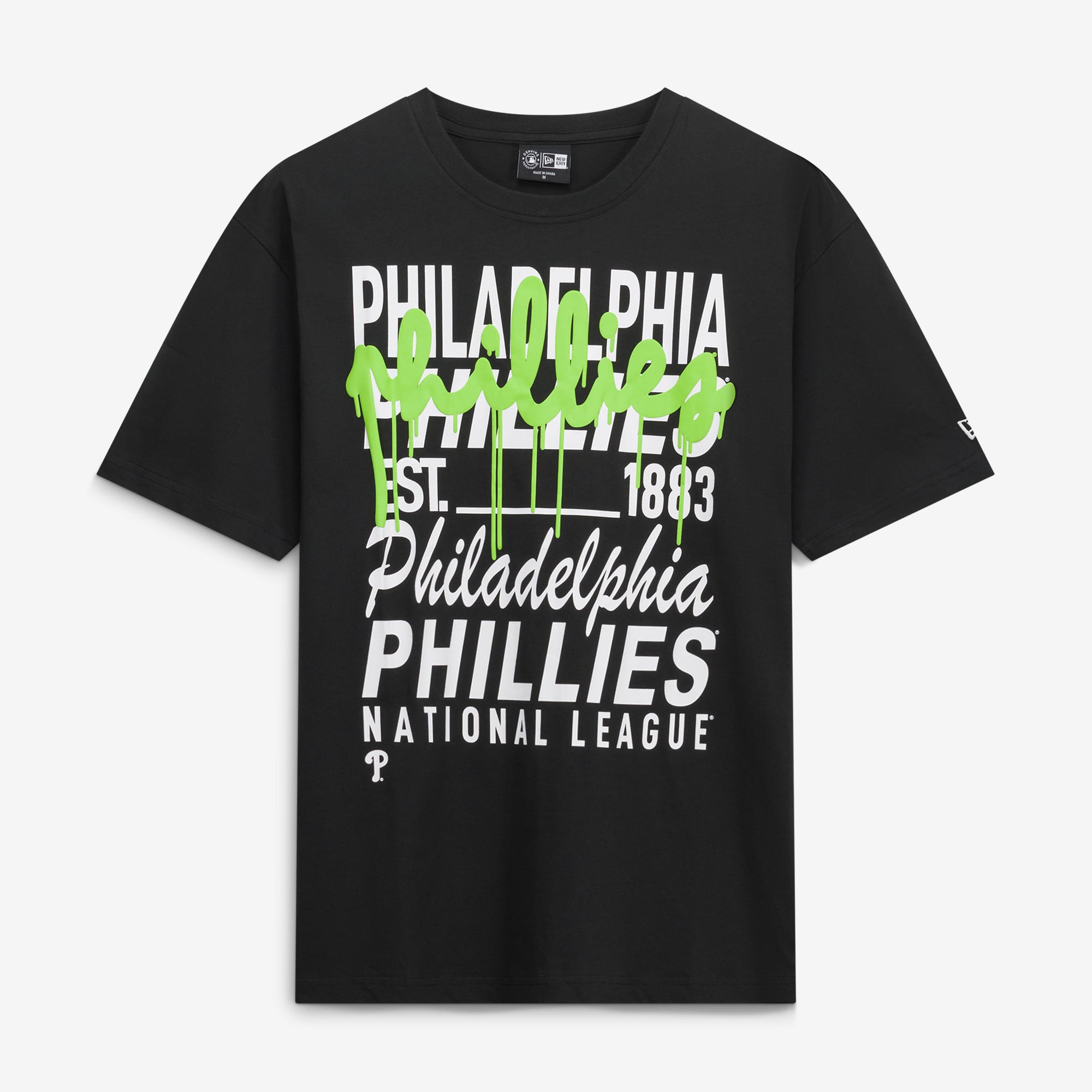 T-shirt homme New Era Black Philadelphia Phillies Lifestyle Glow Spray Paint