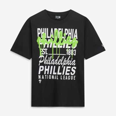 Philadelphia Phillies New Era Lifestyle Glow Spray Paint T-Shirt - Black
