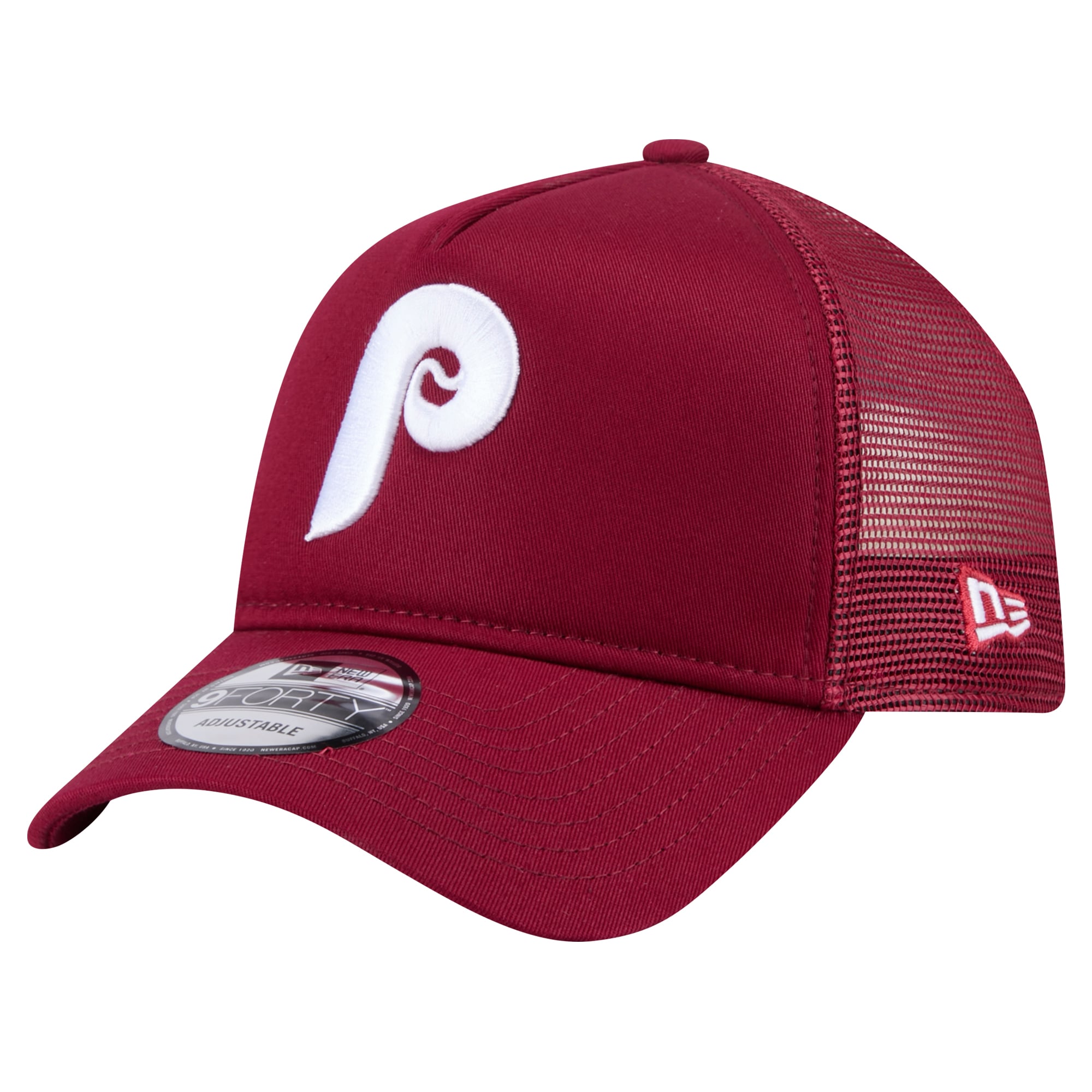Casquette ajustable Philadelphia Phillies 9FORTY A-Frame Trucker bordeaux New Era pour homme