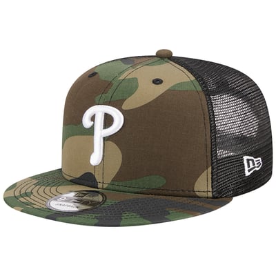 Philadelphia Phillies New Era Woodland Camo Trucker 9FIFTY Snapback Hat - Camo