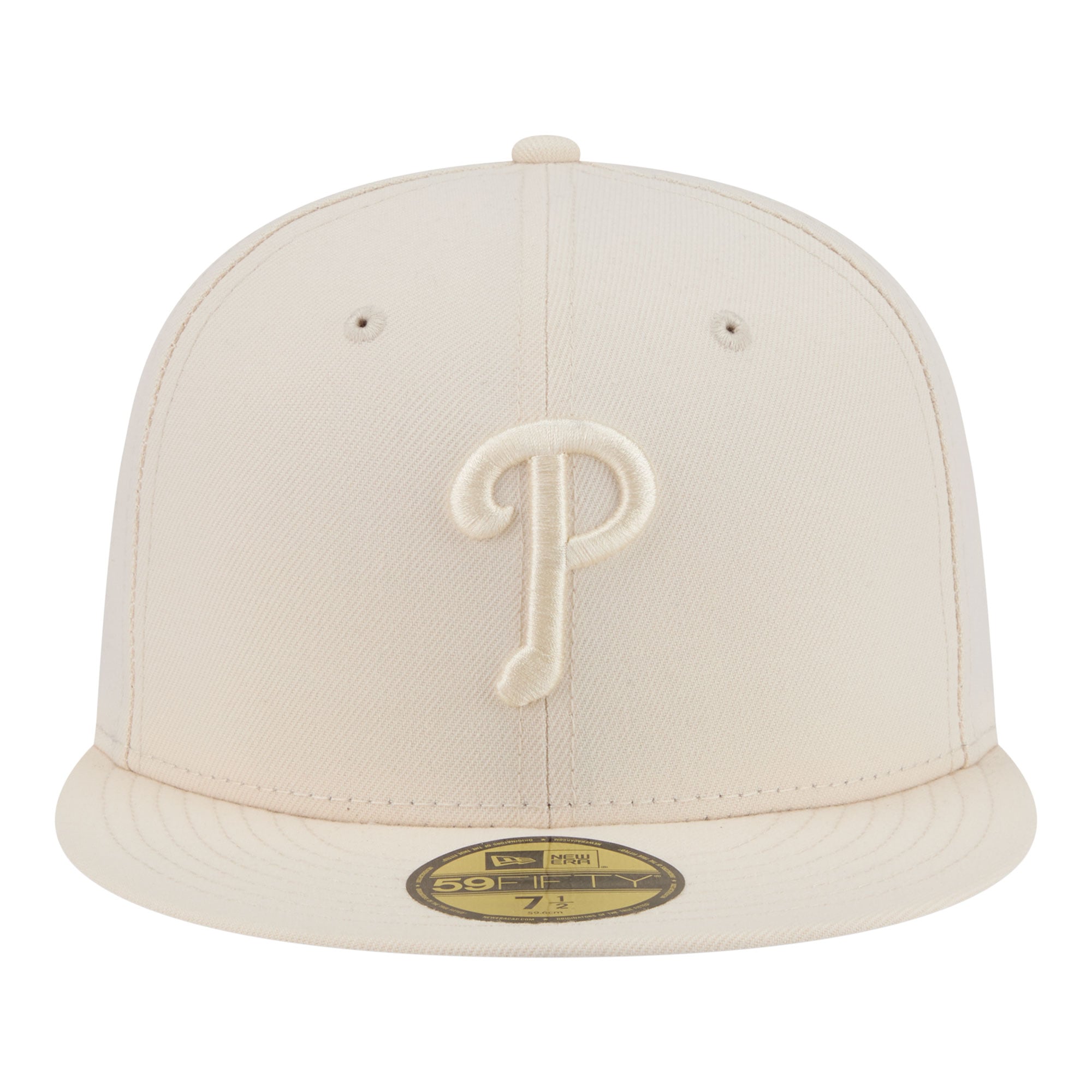 Casquette ajustée New Era 59FIFTY crème pour homme, collection Philadelphia Phillies.