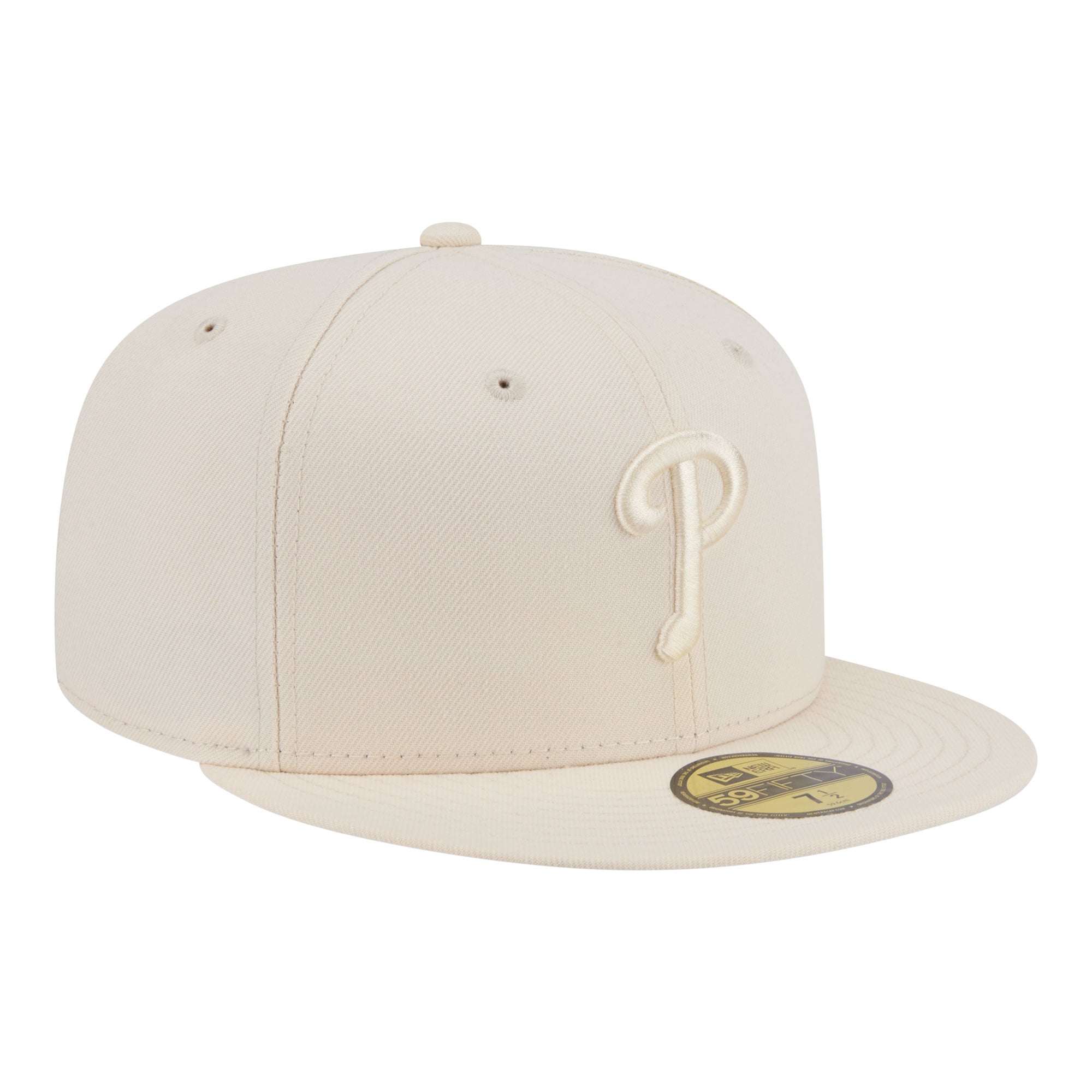 Casquette ajustée New Era 59FIFTY crème pour homme, collection Philadelphia Phillies.