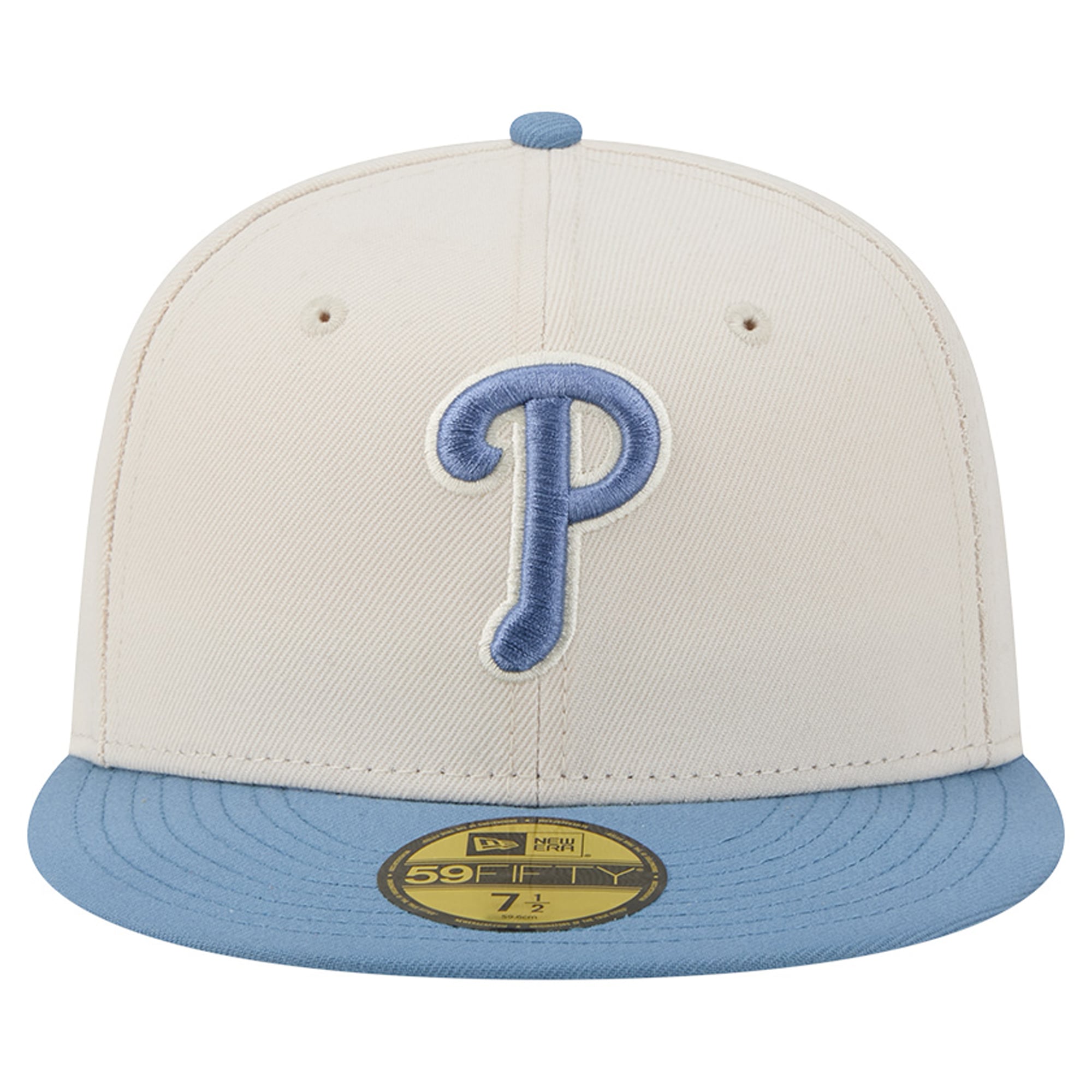 Casquette ajustée New Era 59FIFTY pour homme, coloris crème/bleu clair, Philadelphia Phillies