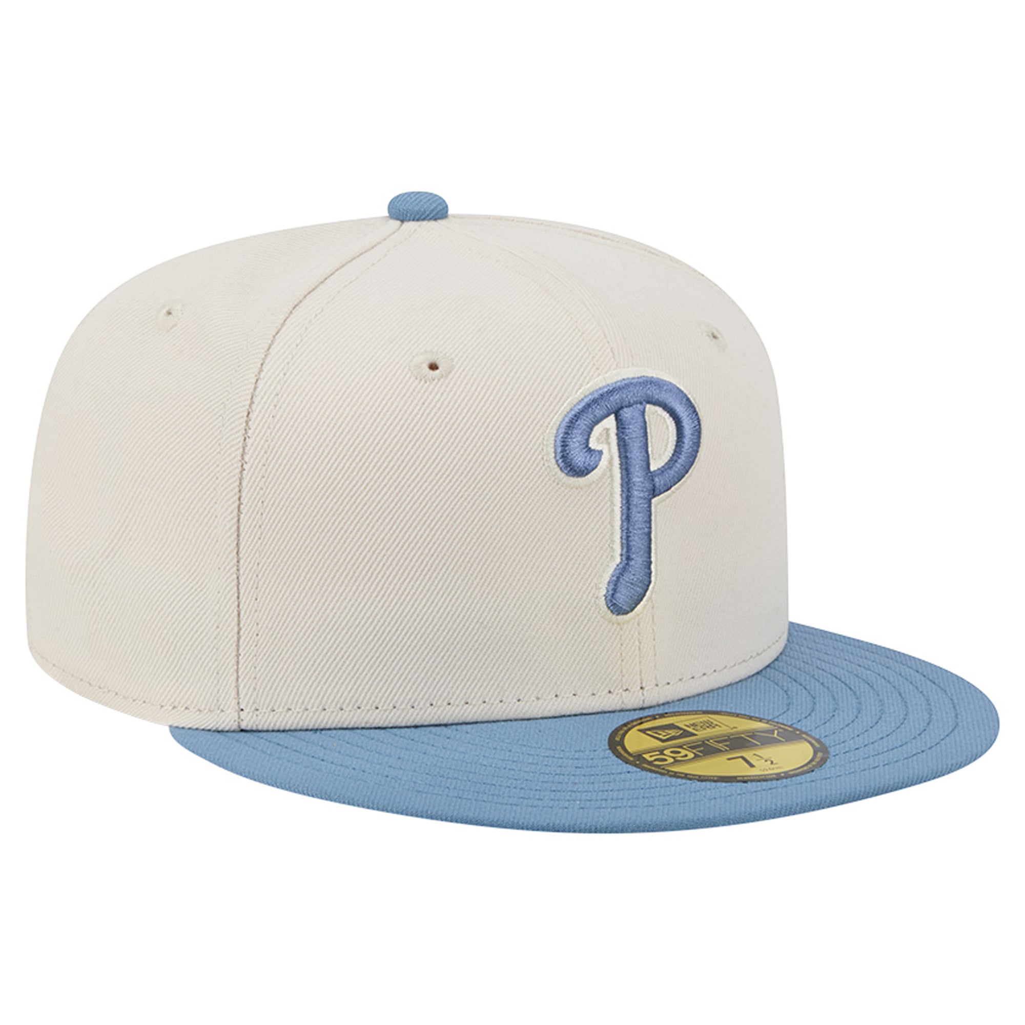 Casquette ajustée New Era 59FIFTY pour homme, coloris crème/bleu clair, Philadelphia Phillies