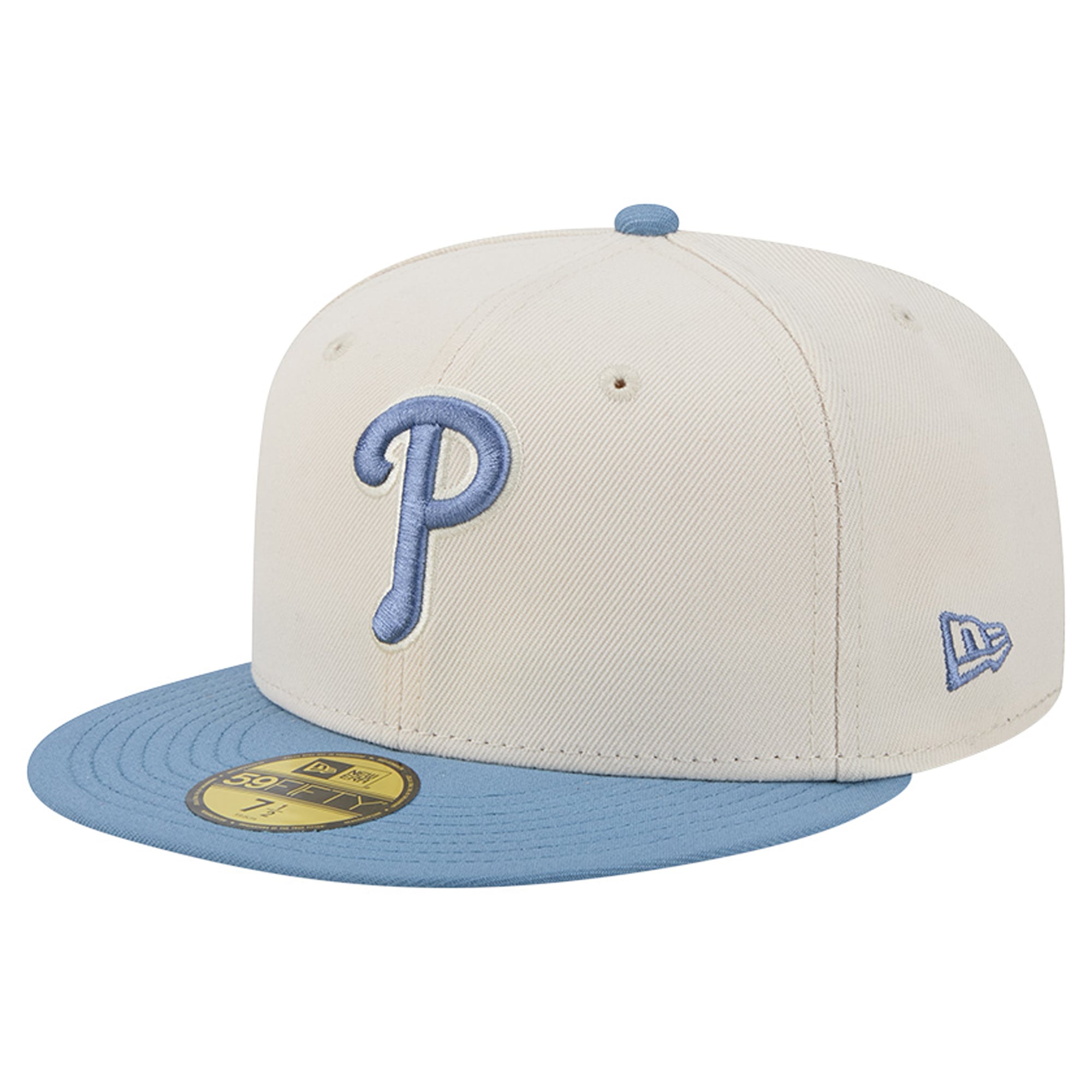 Casquette ajustée New Era 59FIFTY pour homme, coloris crème/bleu clair, Philadelphia Phillies