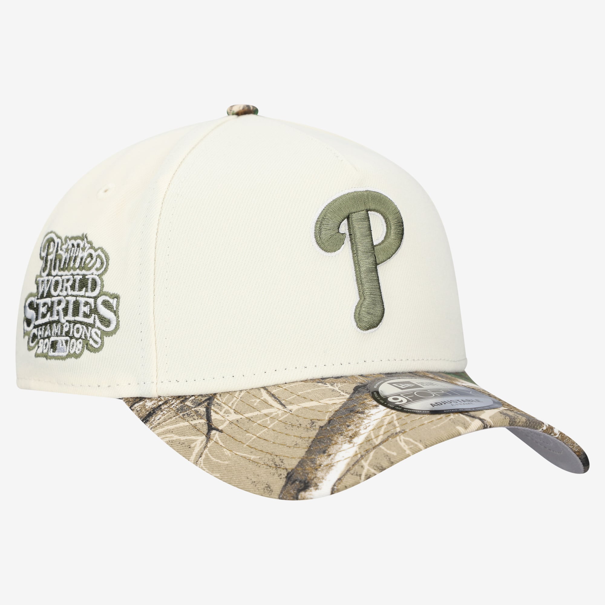 Men's New Era Cream/Realtree Camo Philadelphia Phillies 9FORTY A-Frame Adjustable Hat
