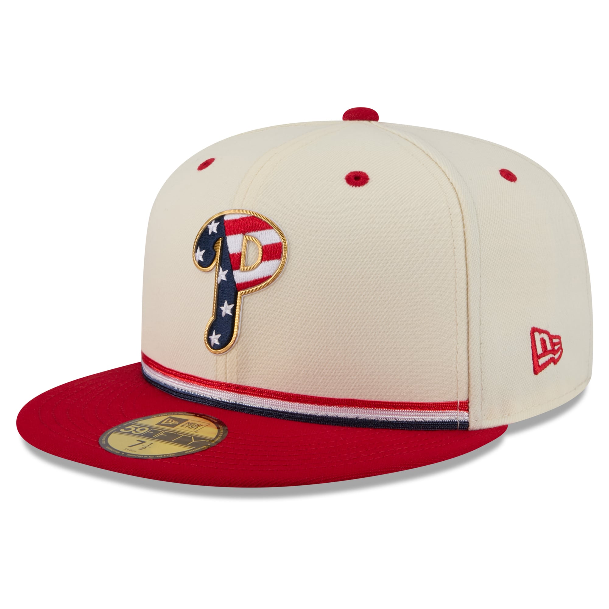 Men's New Era Cream/Red Philadelphia Phillies USA 250 Fourth of July 59FIFTY Fitted Hat