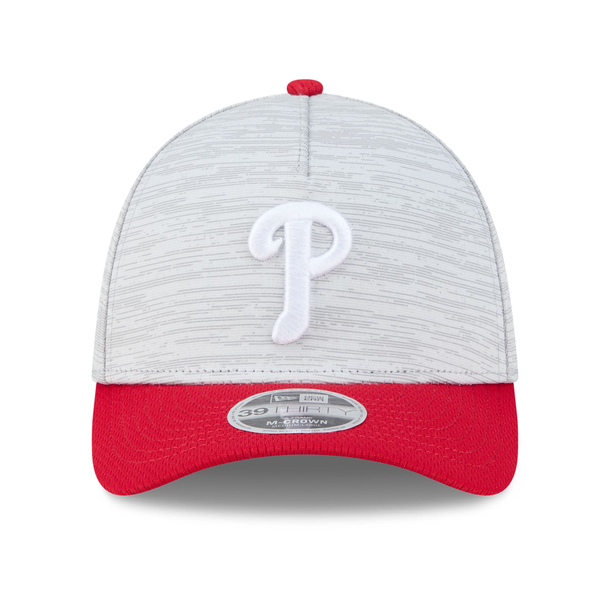 Men's New Era  Gray/Red Philadelphia Phillies Tech 39THIRTY A-Frame Flex Hat