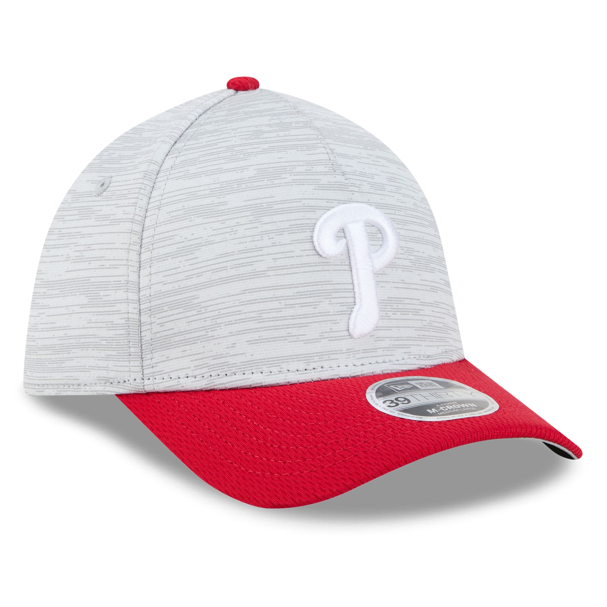 Men's New Era  Gray/Red Philadelphia Phillies Tech 39THIRTY A-Frame Flex Hat