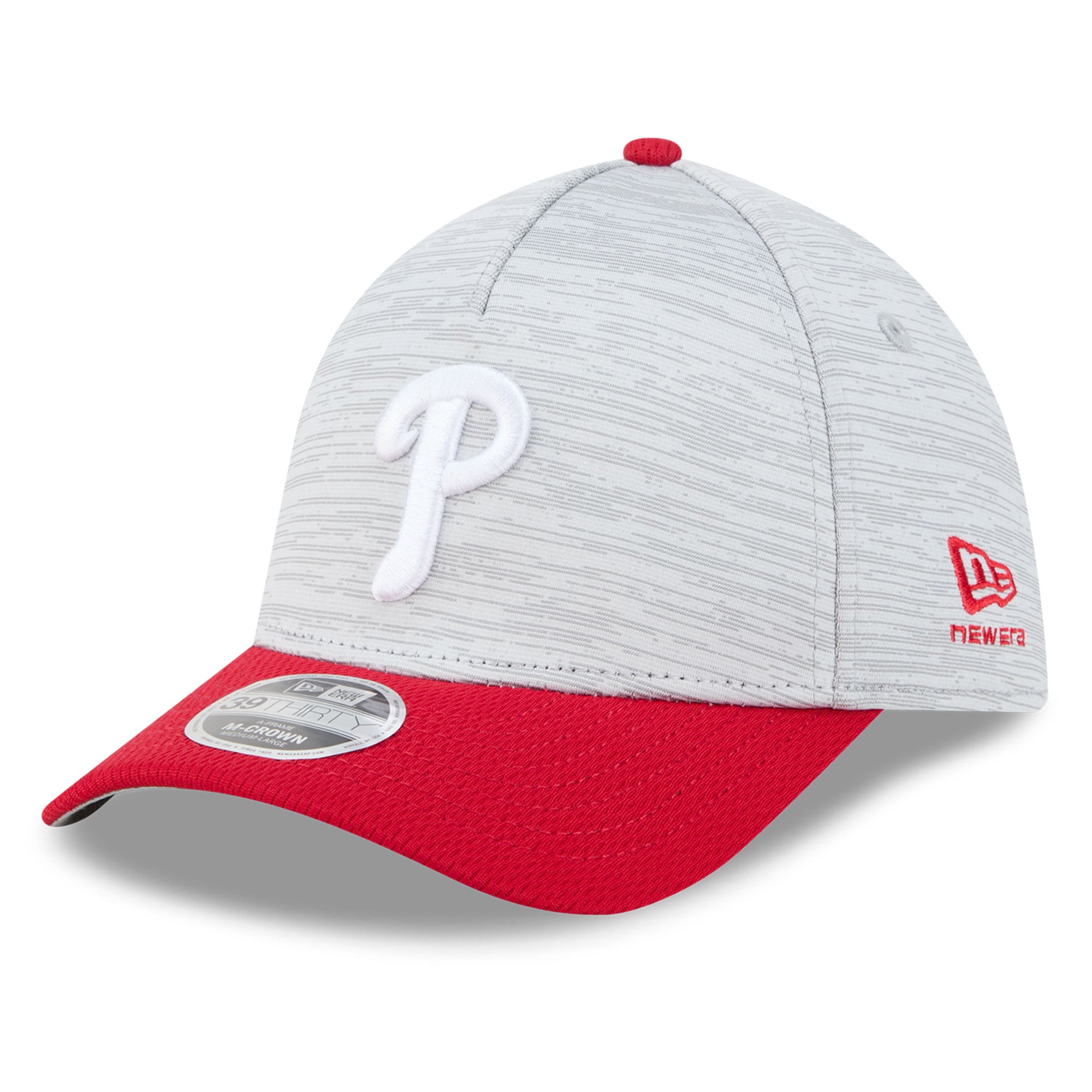 Men's New Era  Gray/Red Philadelphia Phillies Tech 39THIRTY A-Frame Flex Hat