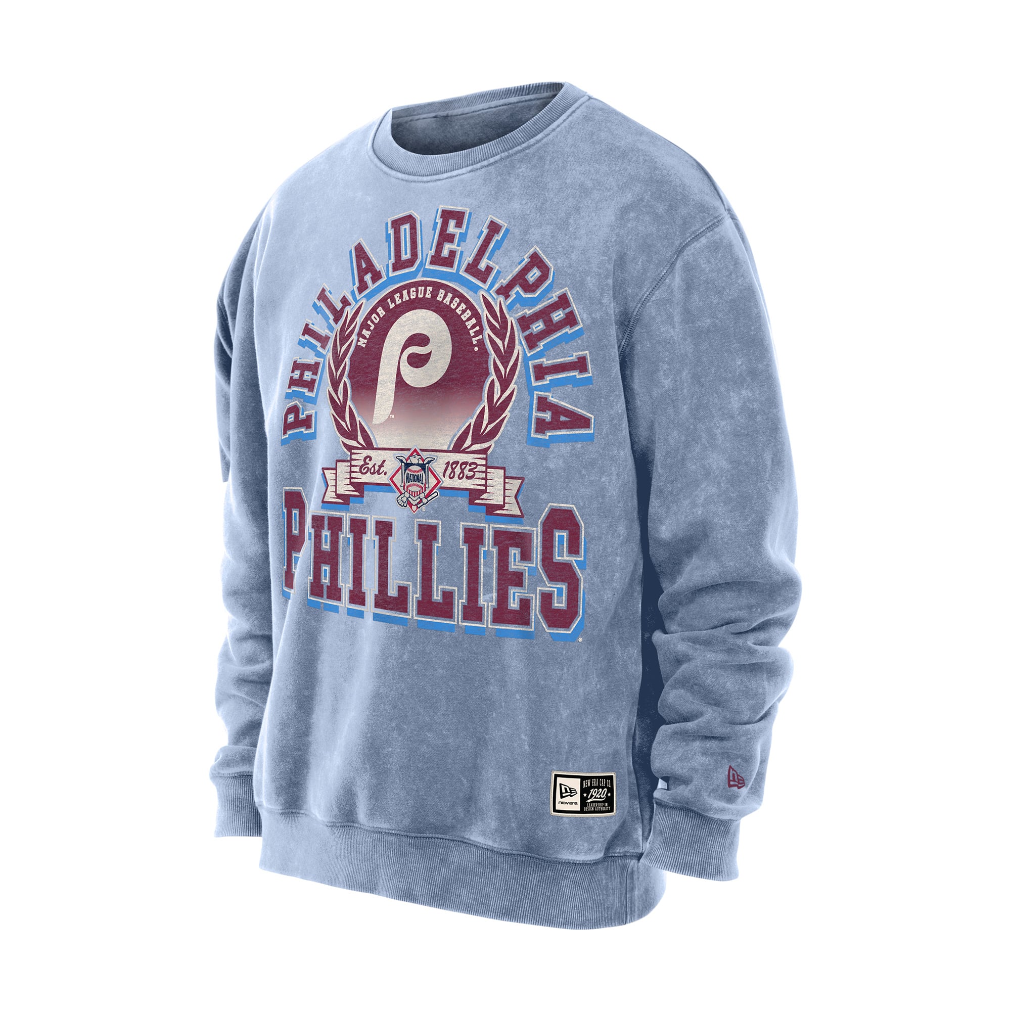 Sweat-shirt à col rond New Era bleu clair Philadelphia Phillies pour homme