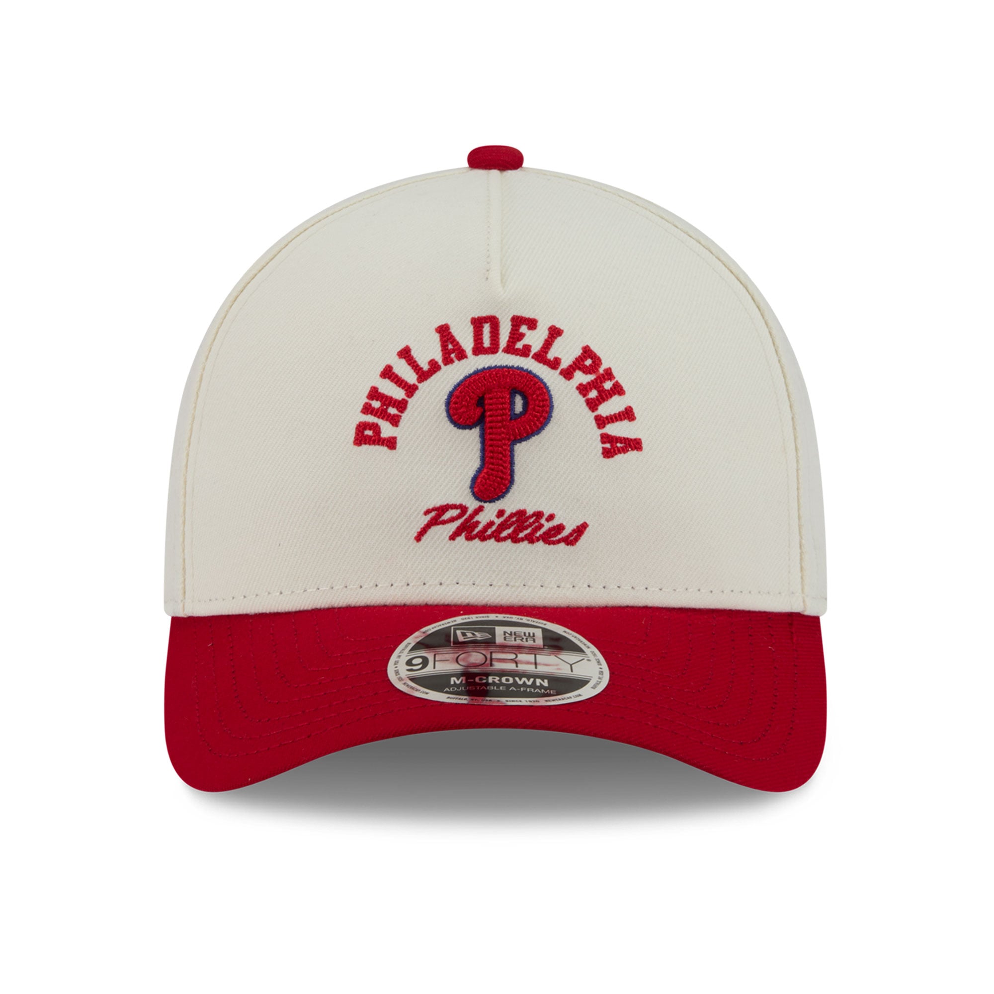 Men's New Era Natural/Red Philadelphia Phillies Arch 9FORTY A-Frame M-Crown Adjustable Hat