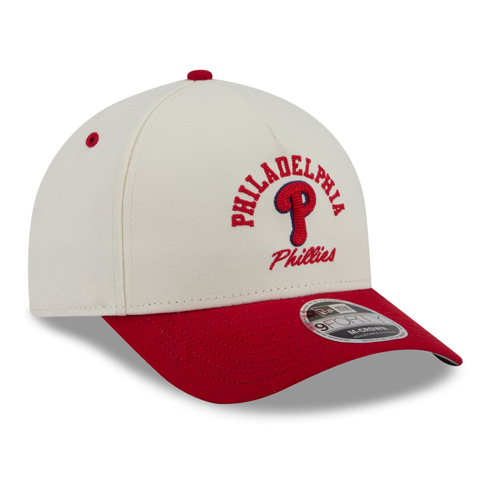 Men's New Era Natural/Red Philadelphia Phillies Arch 9FORTY A-Frame M-Crown Adjustable Hat
