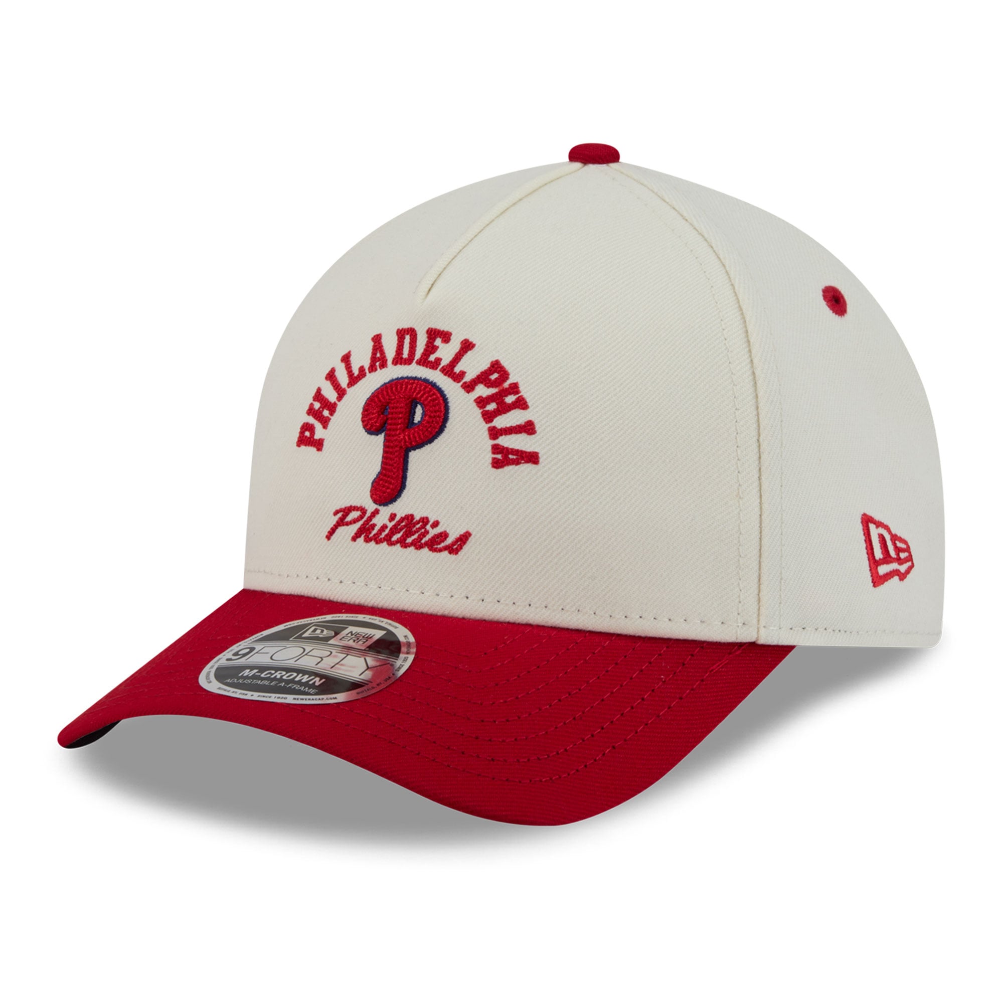 Casquette ajustable New Era pour homme, coloris naturel/rouge, Philadelphia Phillies Arch 9FORTY, modèle A-Frame M-Crown