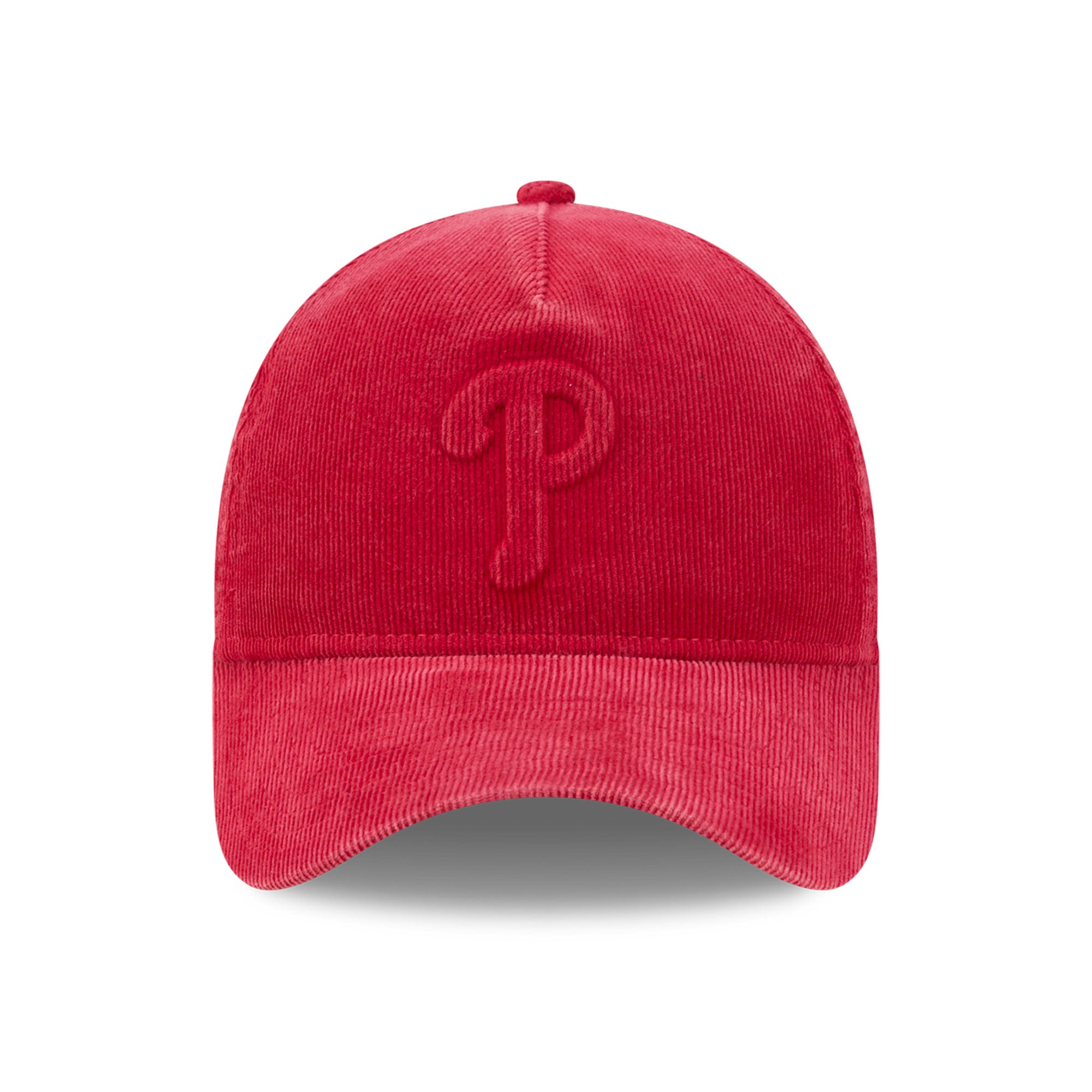 Casquette New Era rouge Philadelphia Phillies 2008 World Series pour homme, en velours côtelé ton sur ton, modèle 9FORTY à monture A ajustable, avec écusson latéral.