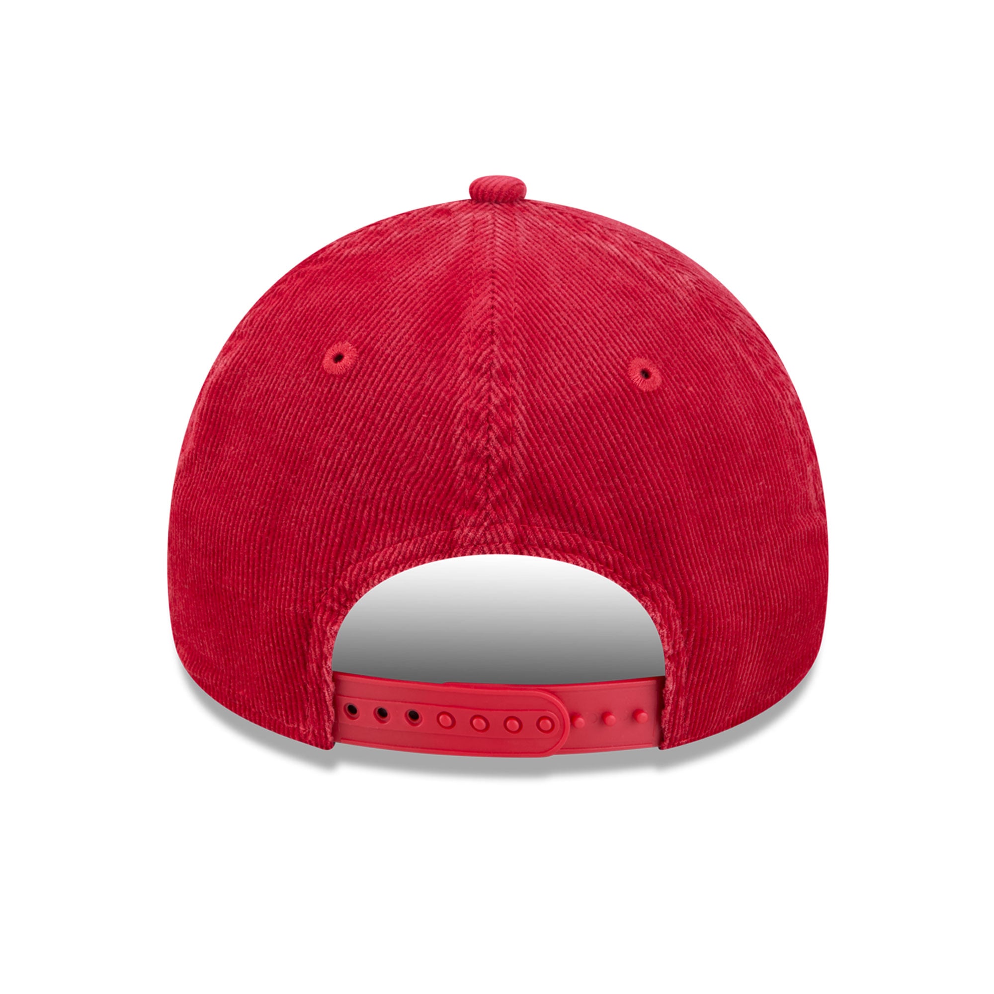 Casquette New Era rouge Philadelphia Phillies 2008 World Series pour homme, en velours côtelé ton sur ton, modèle 9FORTY à monture A ajustable, avec écusson latéral.