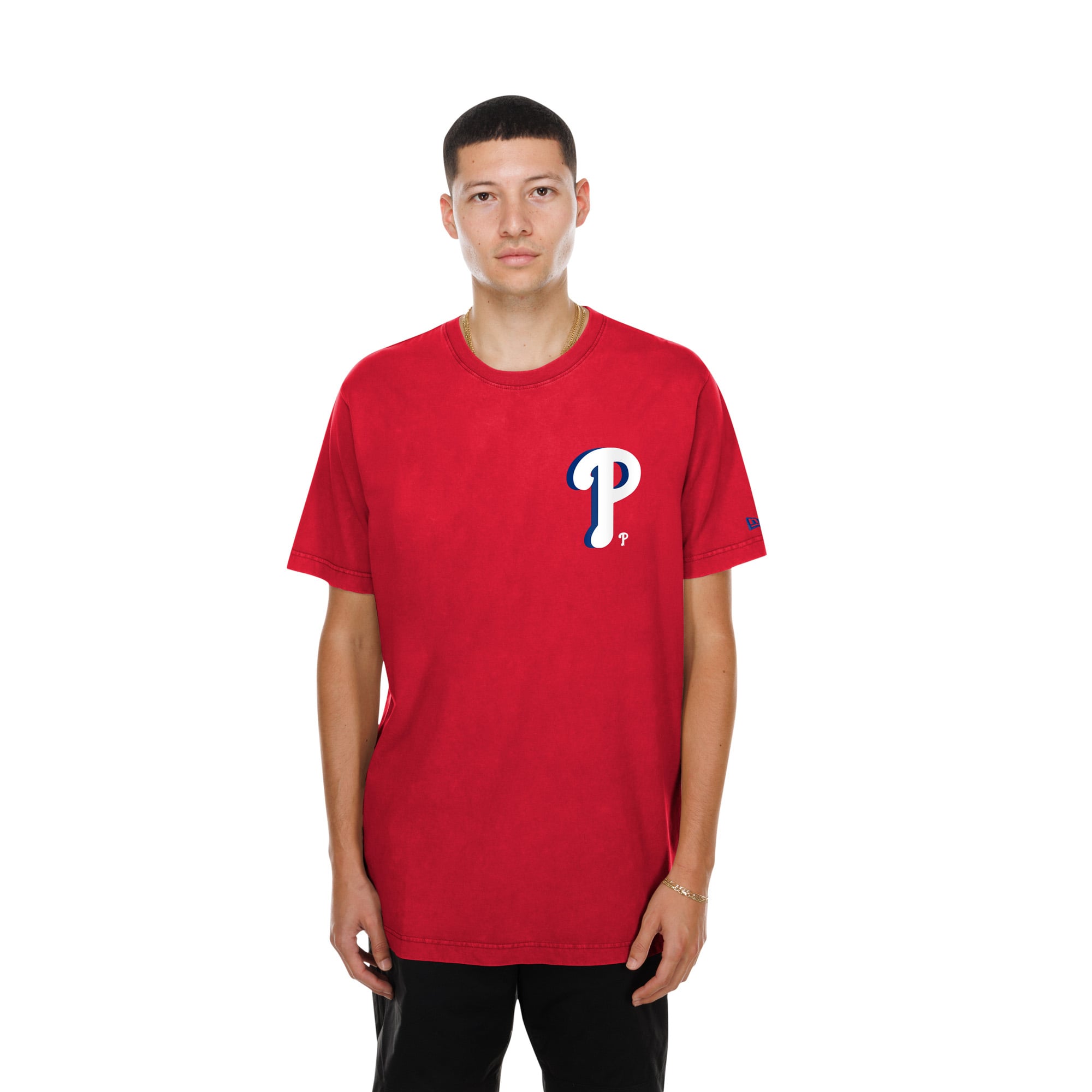 T-shirt homme New Era rouge Philadelphia Phillies avec logo dessin animé