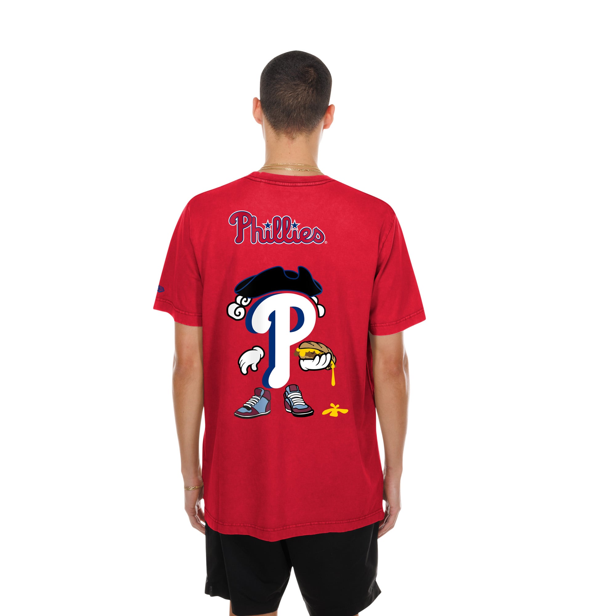 T-shirt homme New Era rouge Philadelphia Phillies avec logo dessin animé