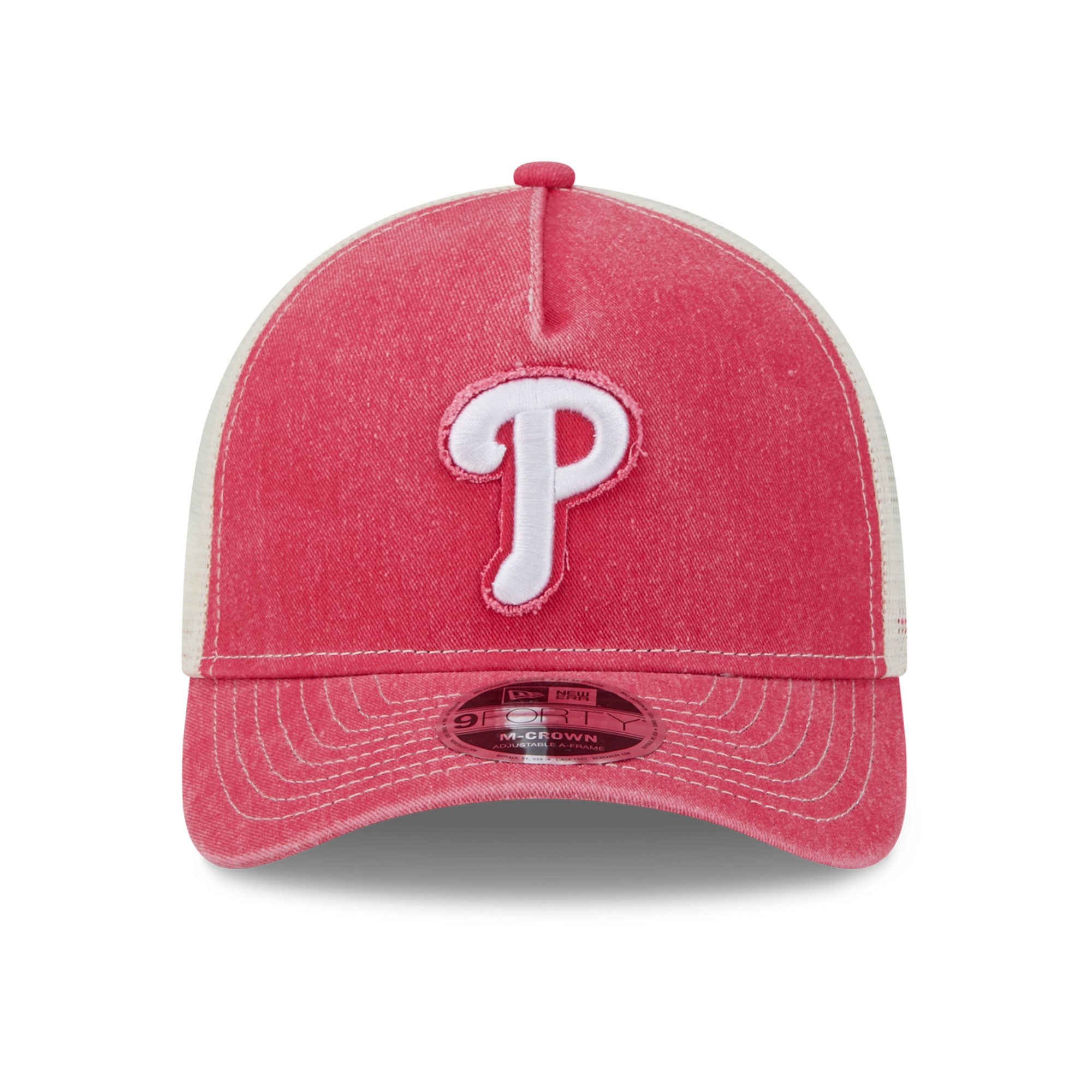 Casquette trucker ajustable New Era rouge Philadelphia Phillies 9FORTY pour homme