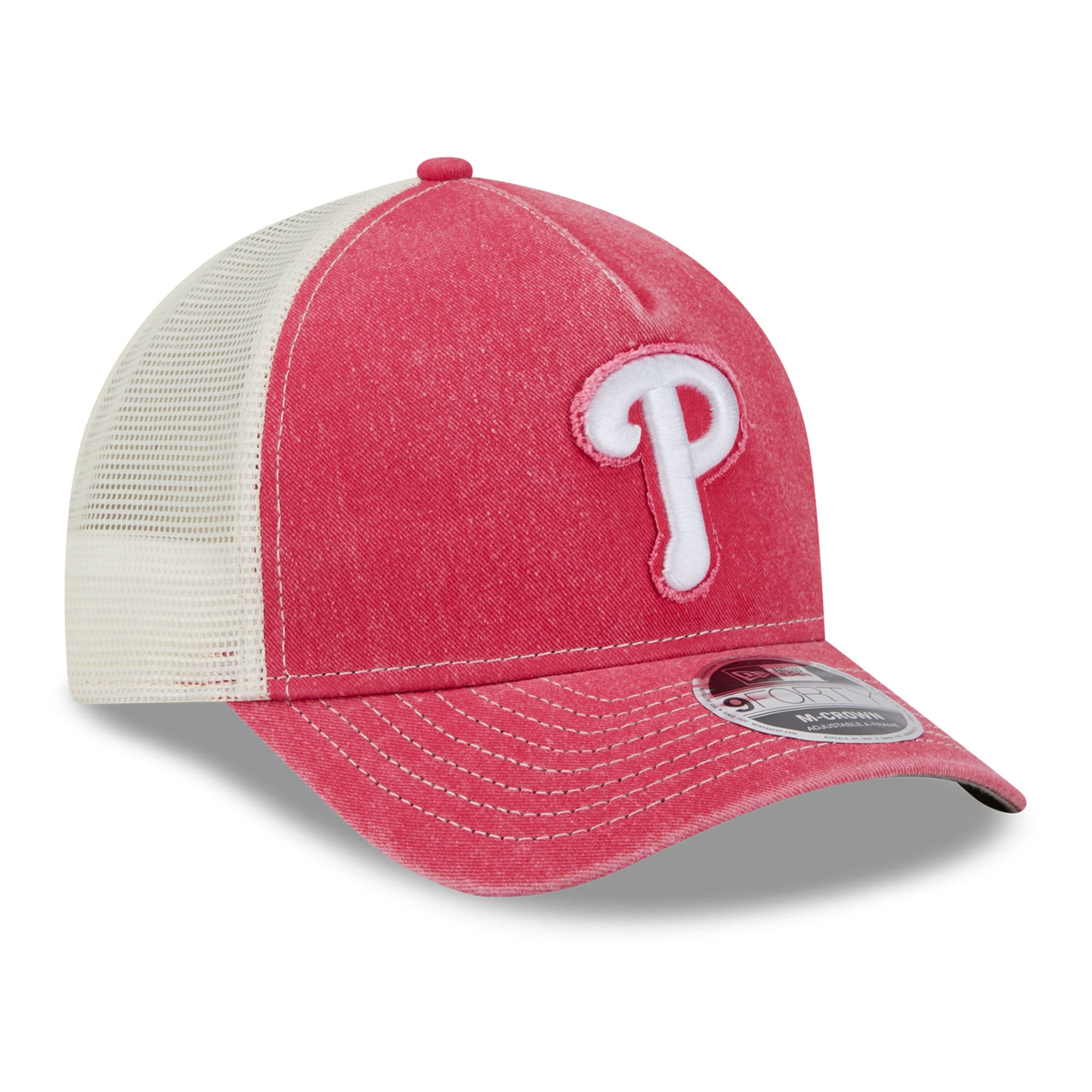 Casquette trucker ajustable New Era rouge Philadelphia Phillies 9FORTY pour homme