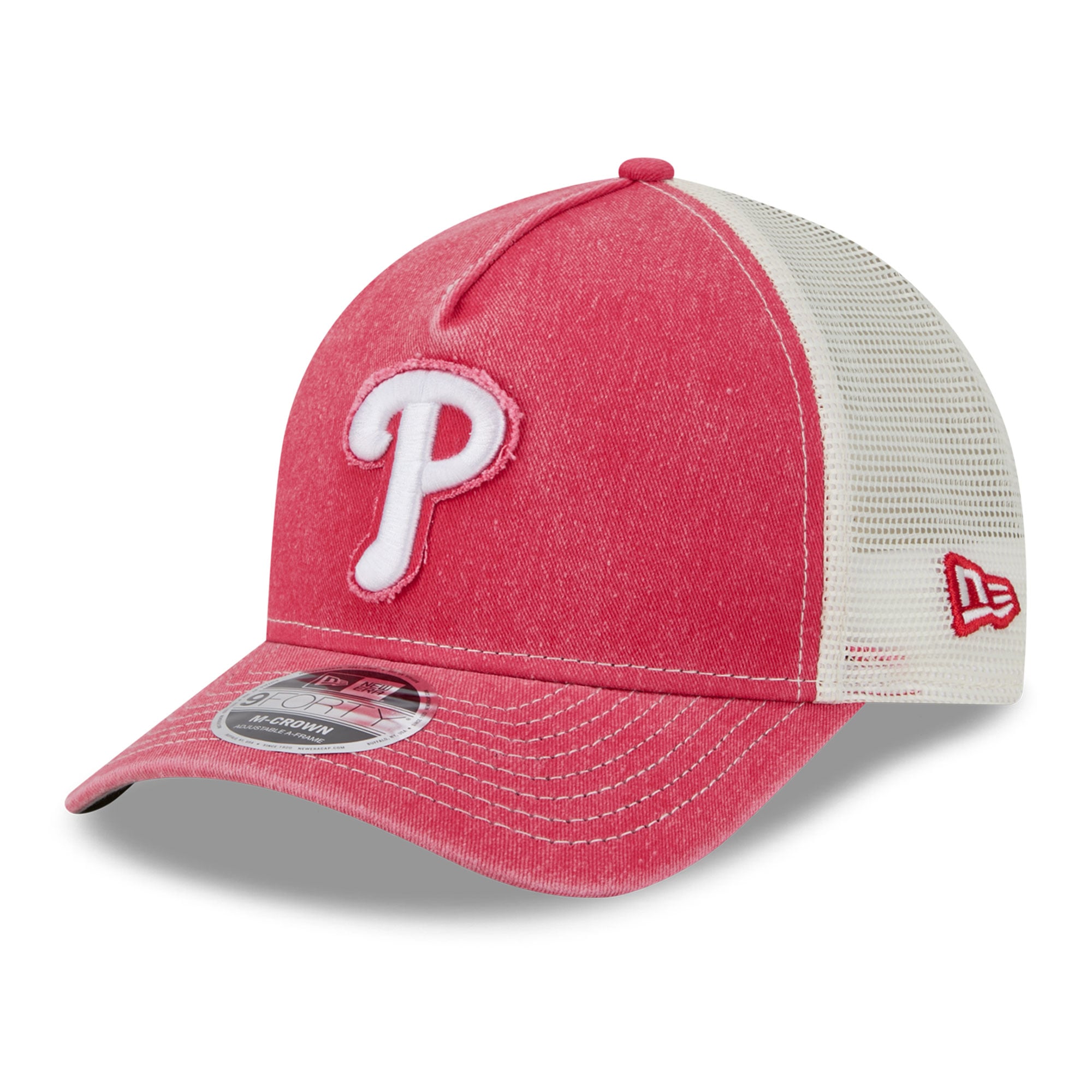 Casquette trucker ajustable New Era rouge Philadelphia Phillies 9FORTY pour homme