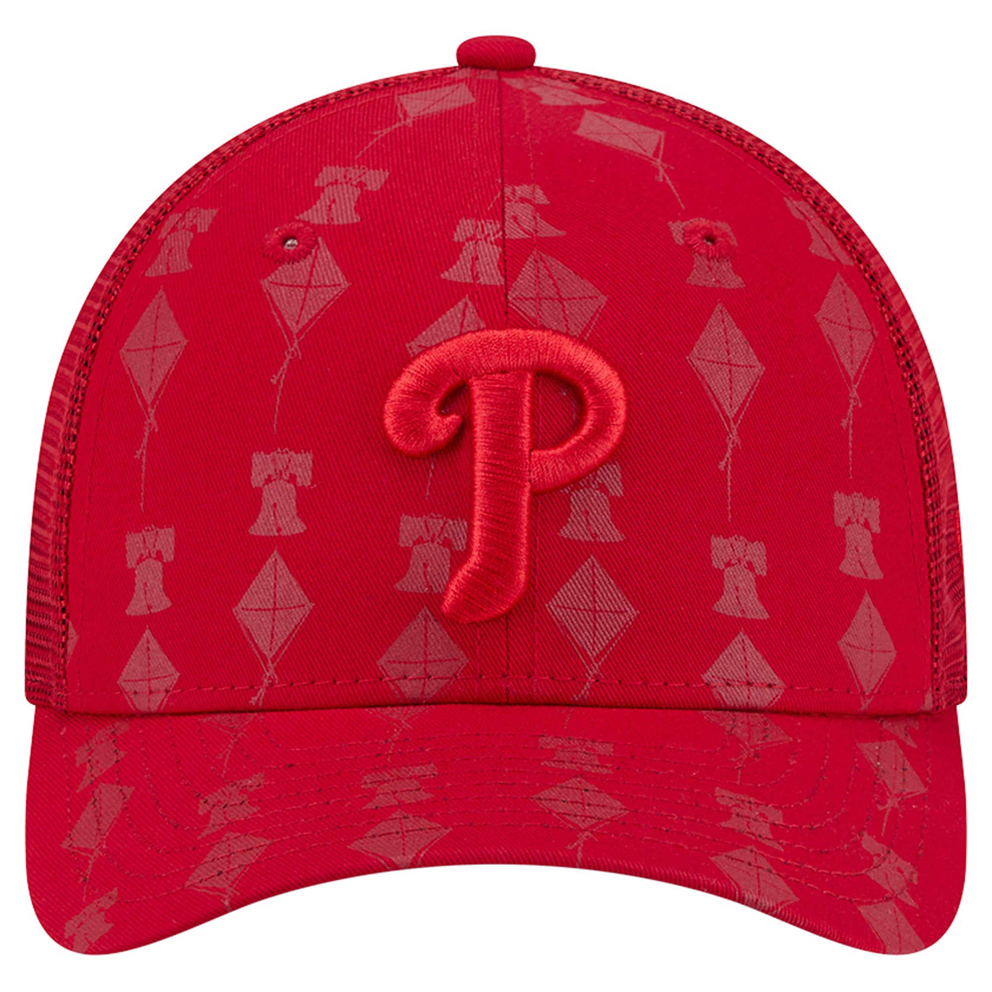 Men's New Era Red Philadelphia Phillies Tonal Icon 9FORTY M-Crown Adjustable Trucker Hat