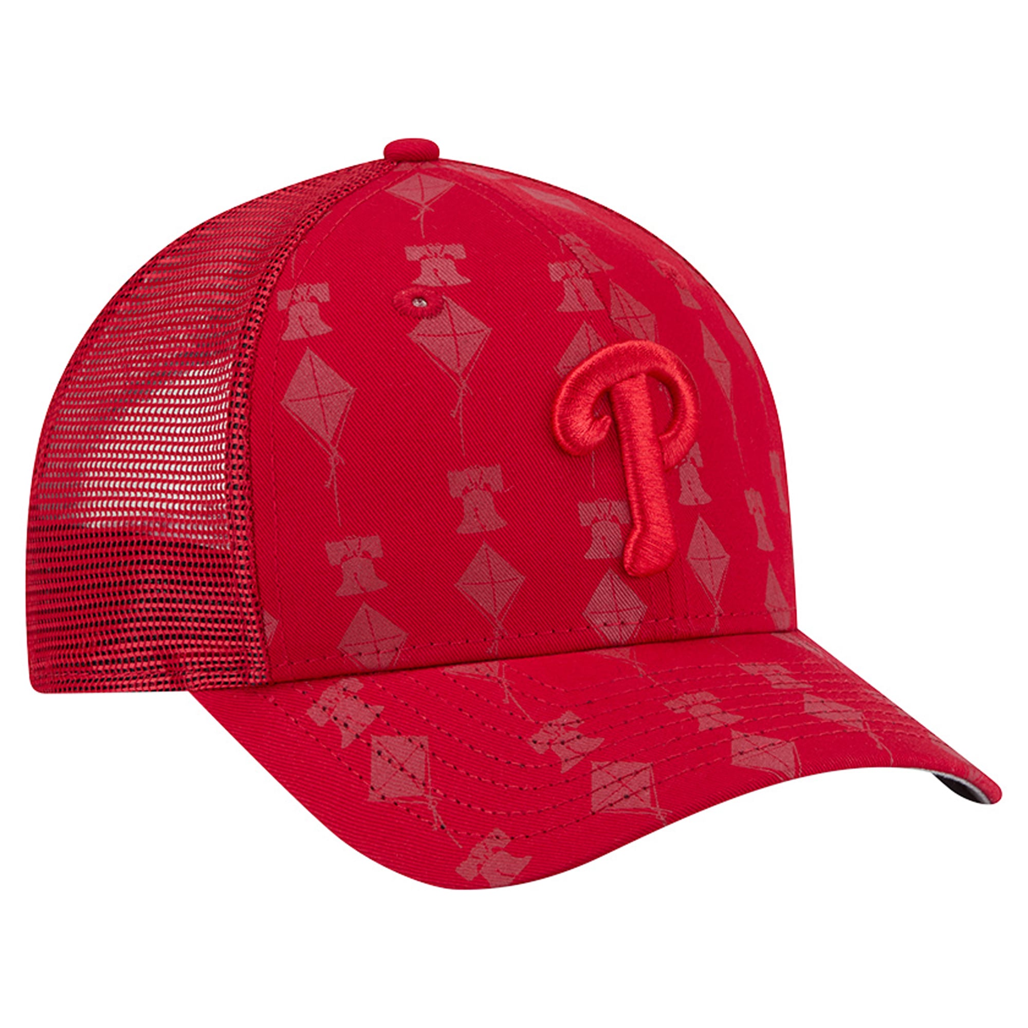 Men's New Era Red Philadelphia Phillies Tonal Icon 9FORTY M-Crown Adjustable Trucker Hat