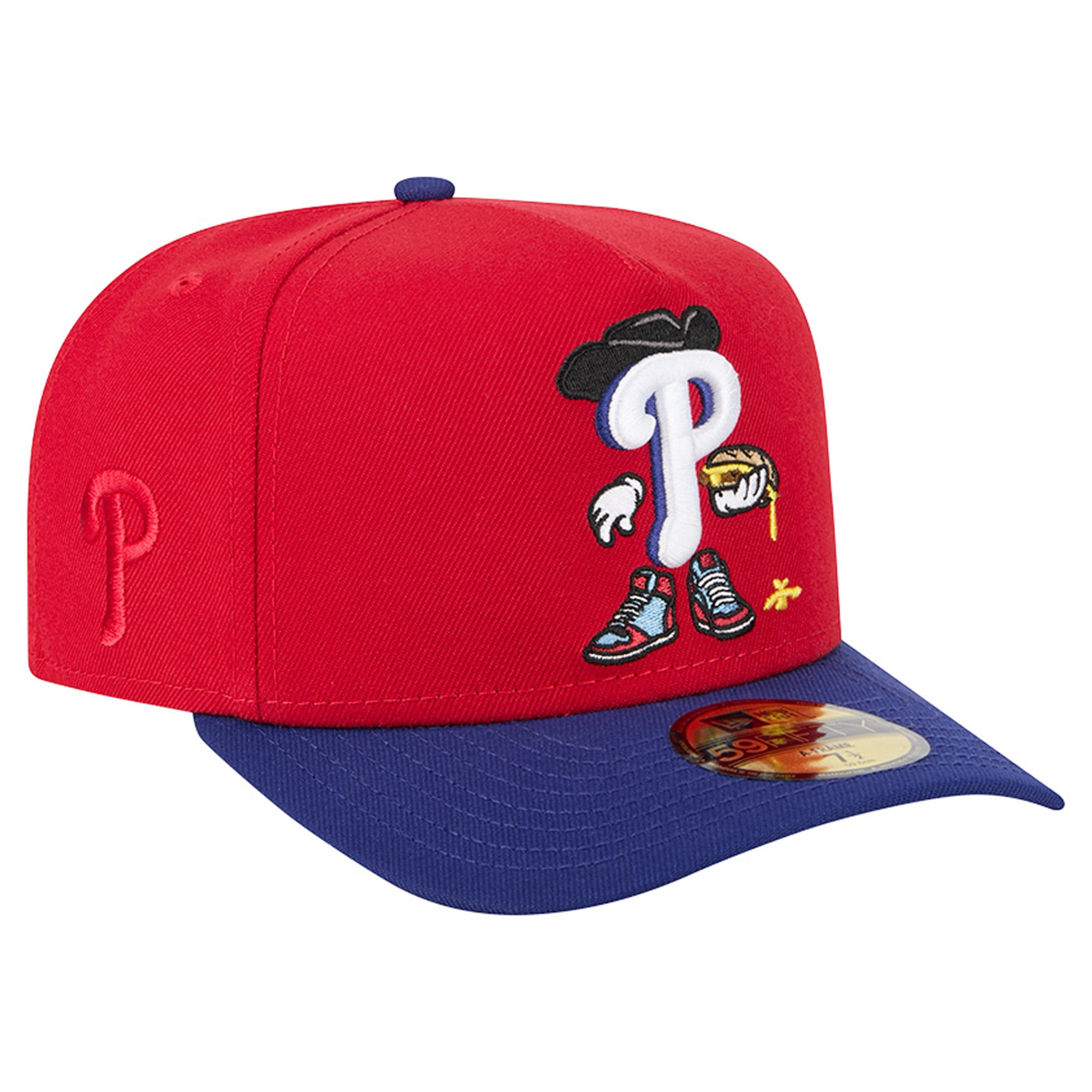 Men's New Era Red/Blue Philadelphia Phillies Cartoon A-Frame 59FIFTY Fitted Hat