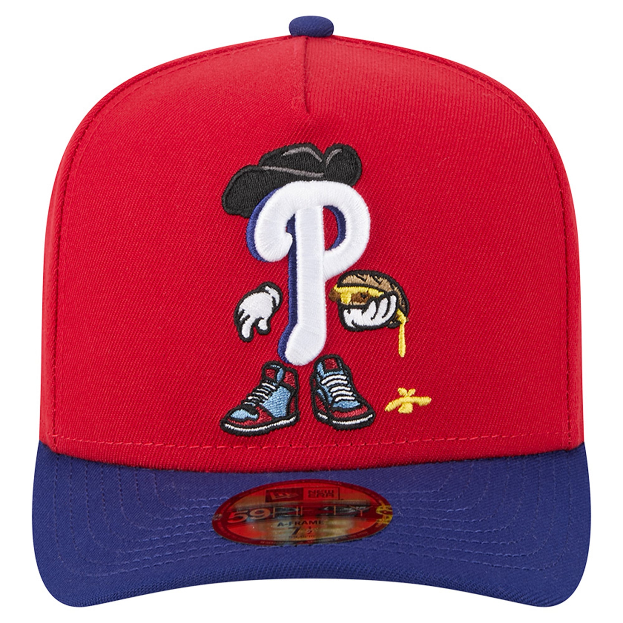 Men's New Era Red/Blue Philadelphia Phillies Cartoon A-Frame 59FIFTY Fitted Hat