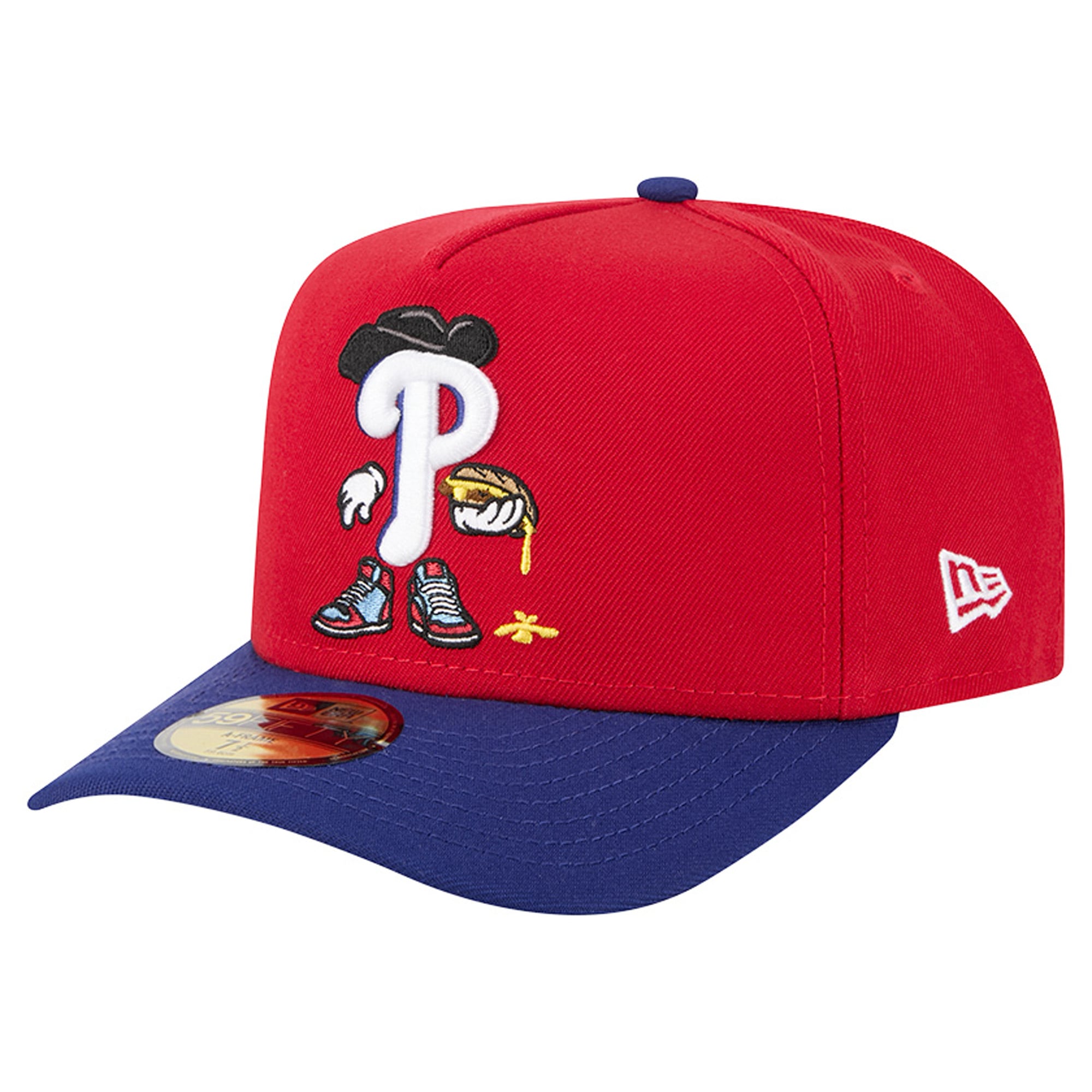 Men's New Era Red/Blue Philadelphia Phillies Cartoon A-Frame 59FIFTY Fitted Hat