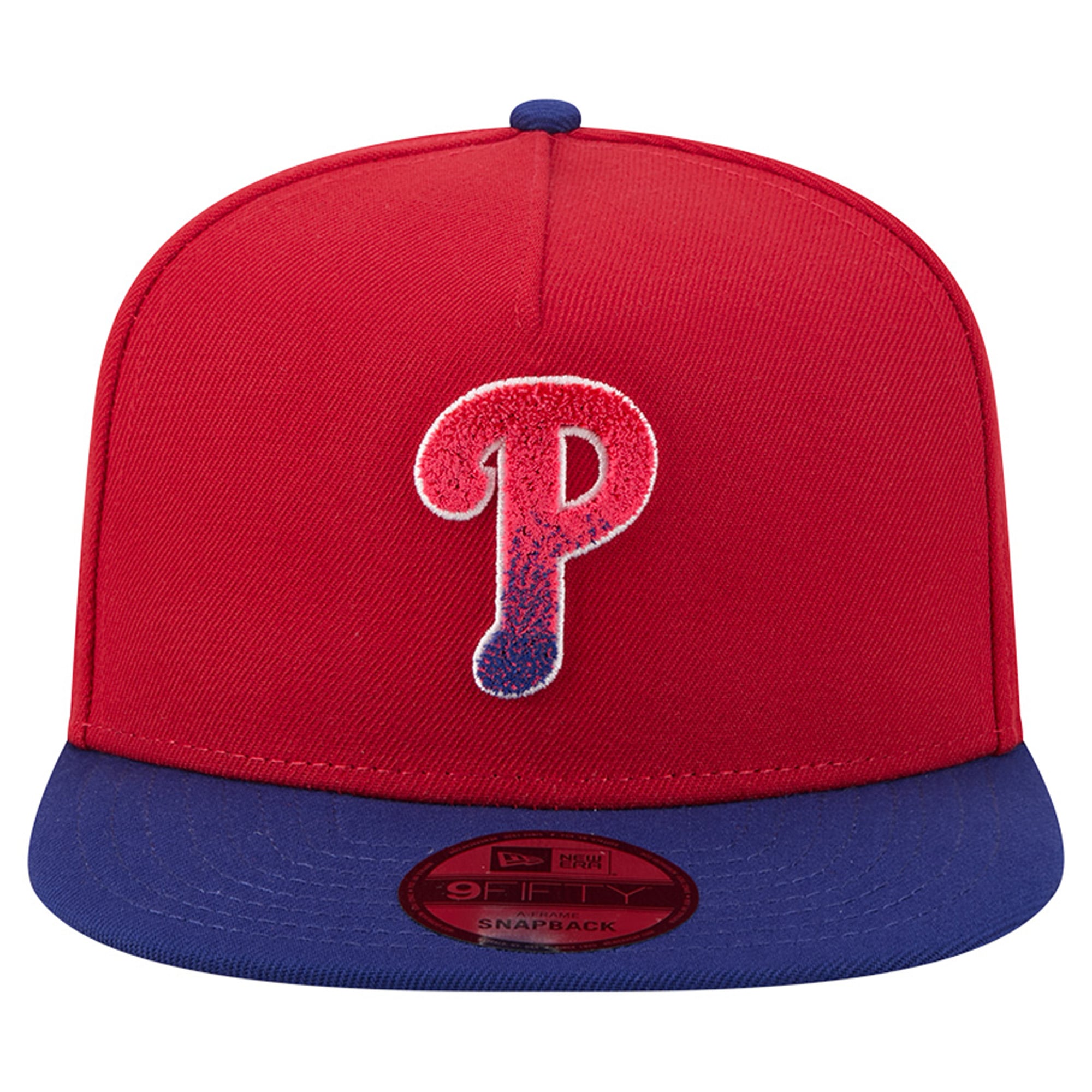 Casquette snapback New Era rouge/marine Philadelphia Phillies pour homme, modèle 9FIFTY, en chenille dégradée, à motif A-Frame.