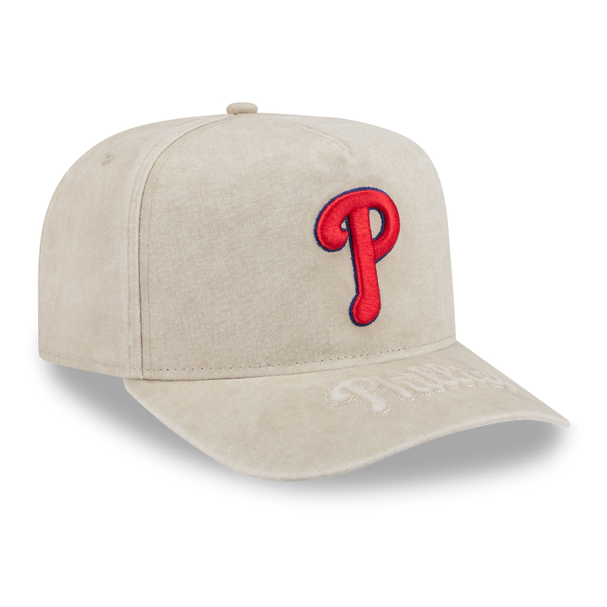 Casquette snapback New Era beige Philadelphia Phillies pour homme, modèle 9FIFTY A-Frame neutre.