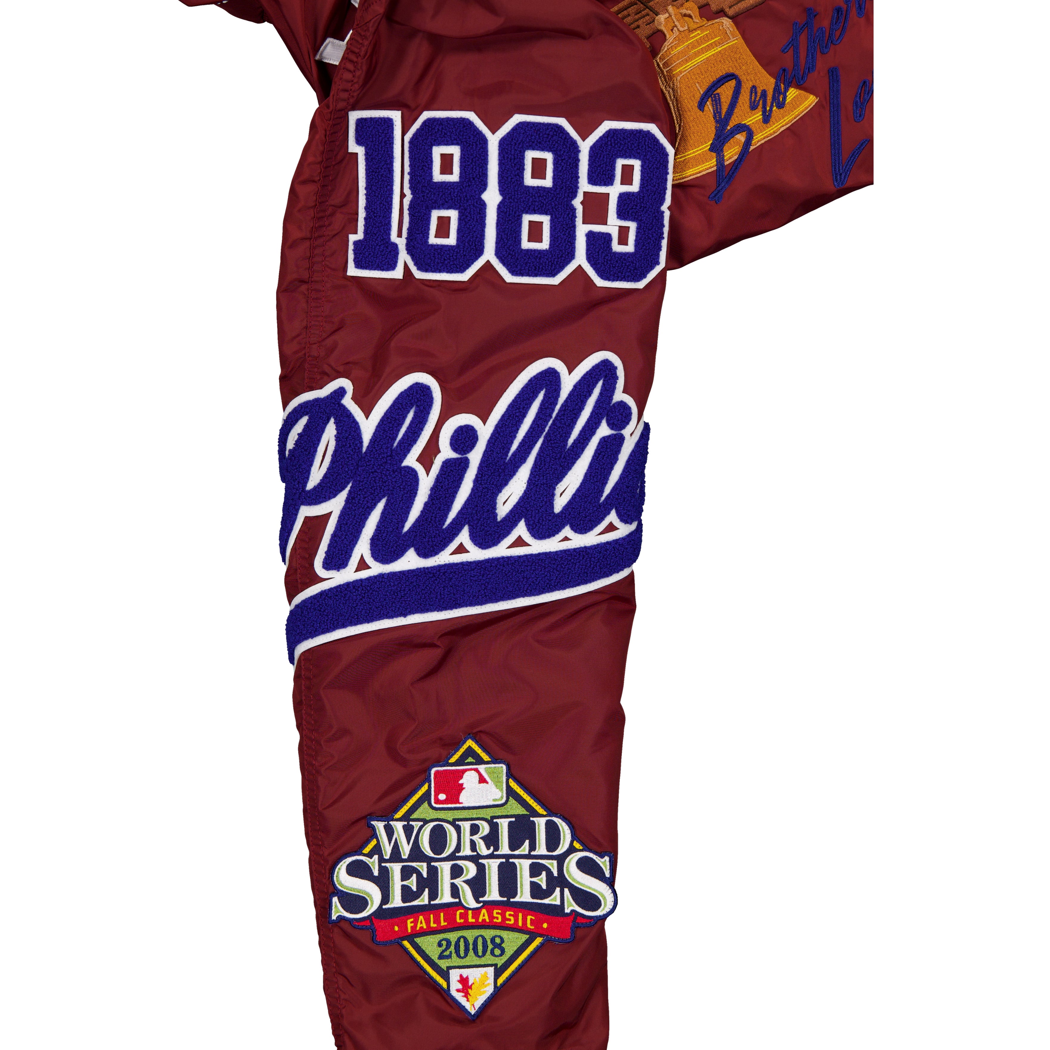 Veste bomber zippée intégrale New Era x Alpha Industries bordeaux Philadelphia Phillies MA-1 pour homme