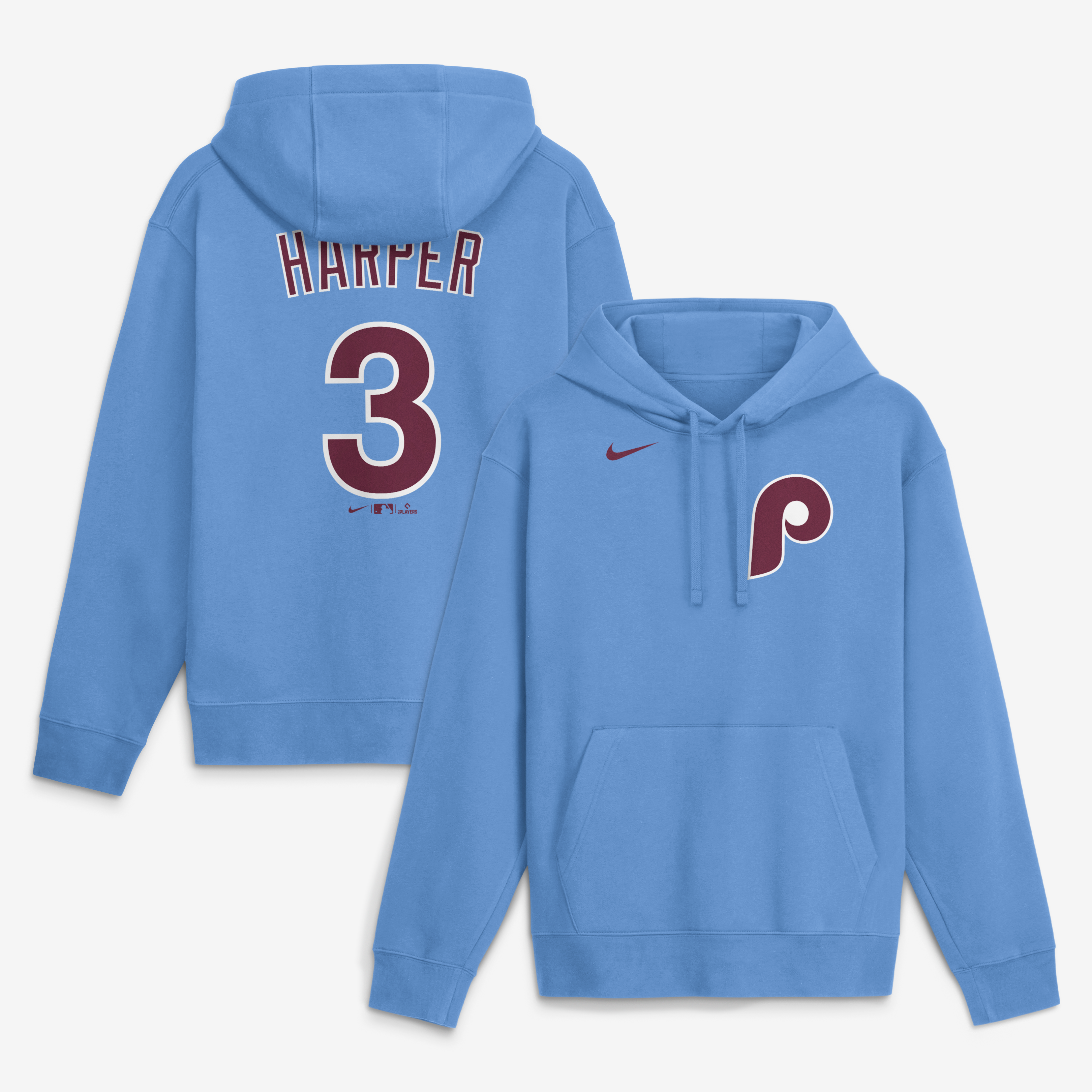 Sweat à capuche en polaire Nike Bryce Harper bleu clair Philadelphia Phillies pour homme