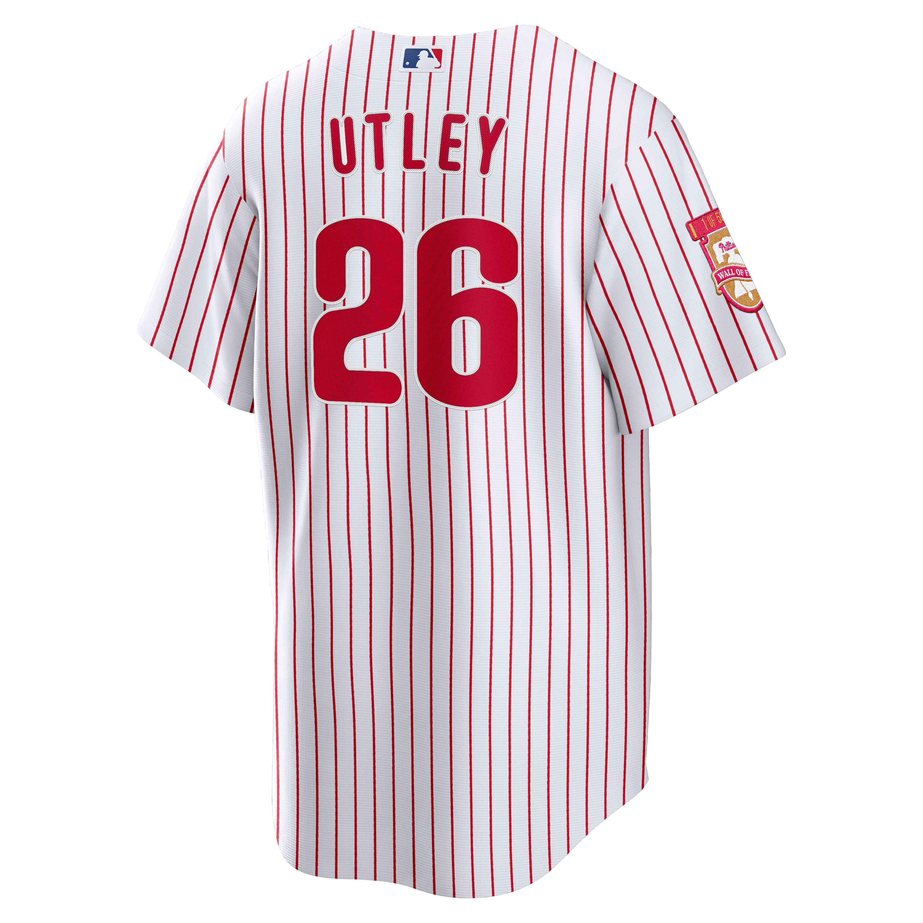 Maillot réplique édition limitée Nike Chase Utley blanc Philadelphia Phillies domicile avec écusson du mur de la renommée