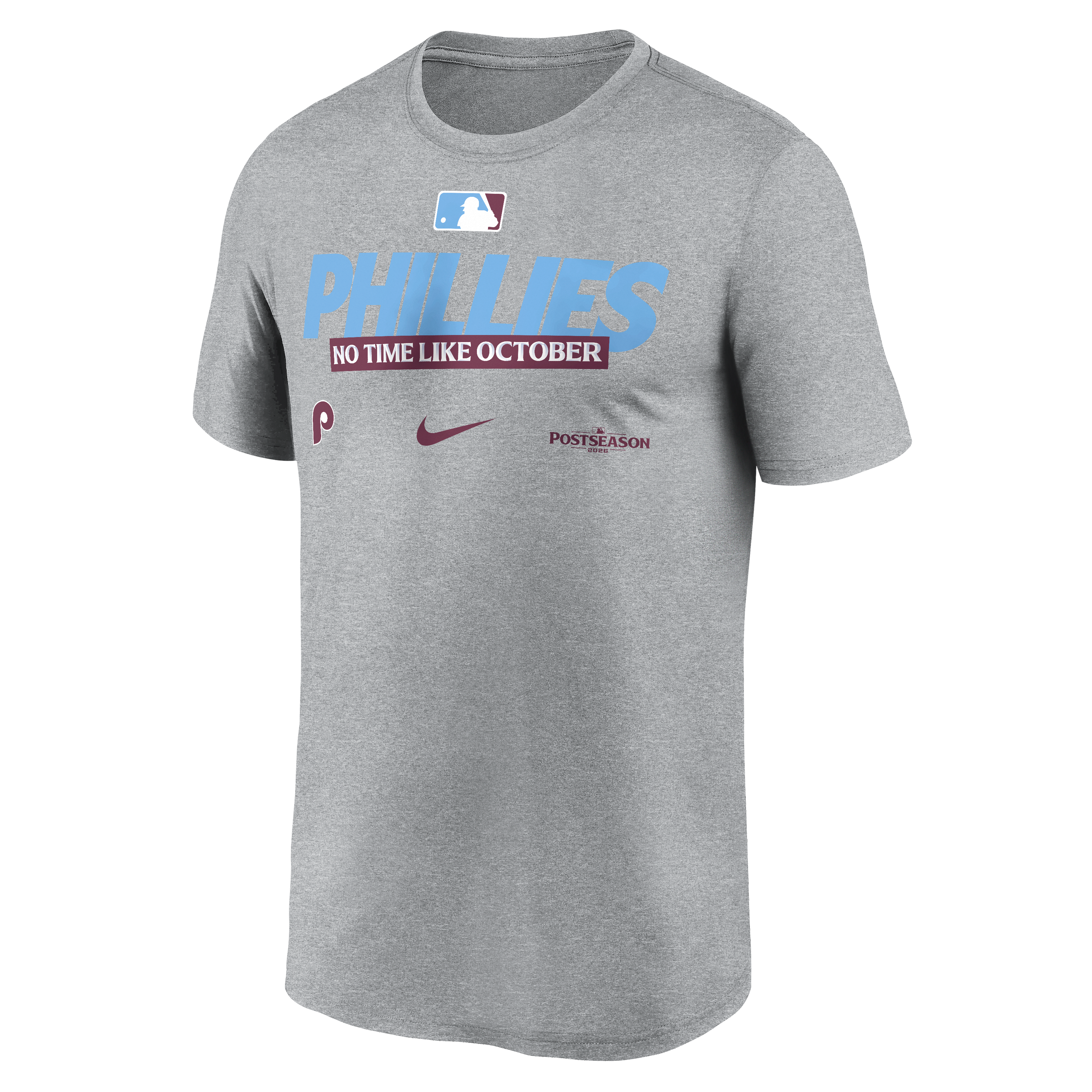 T-shirt Nike Legend Dri-FIT de la collection authentique des Phillies Philadelphie rouges pour hommes, édition 2026 séries éliminatoires MLB.