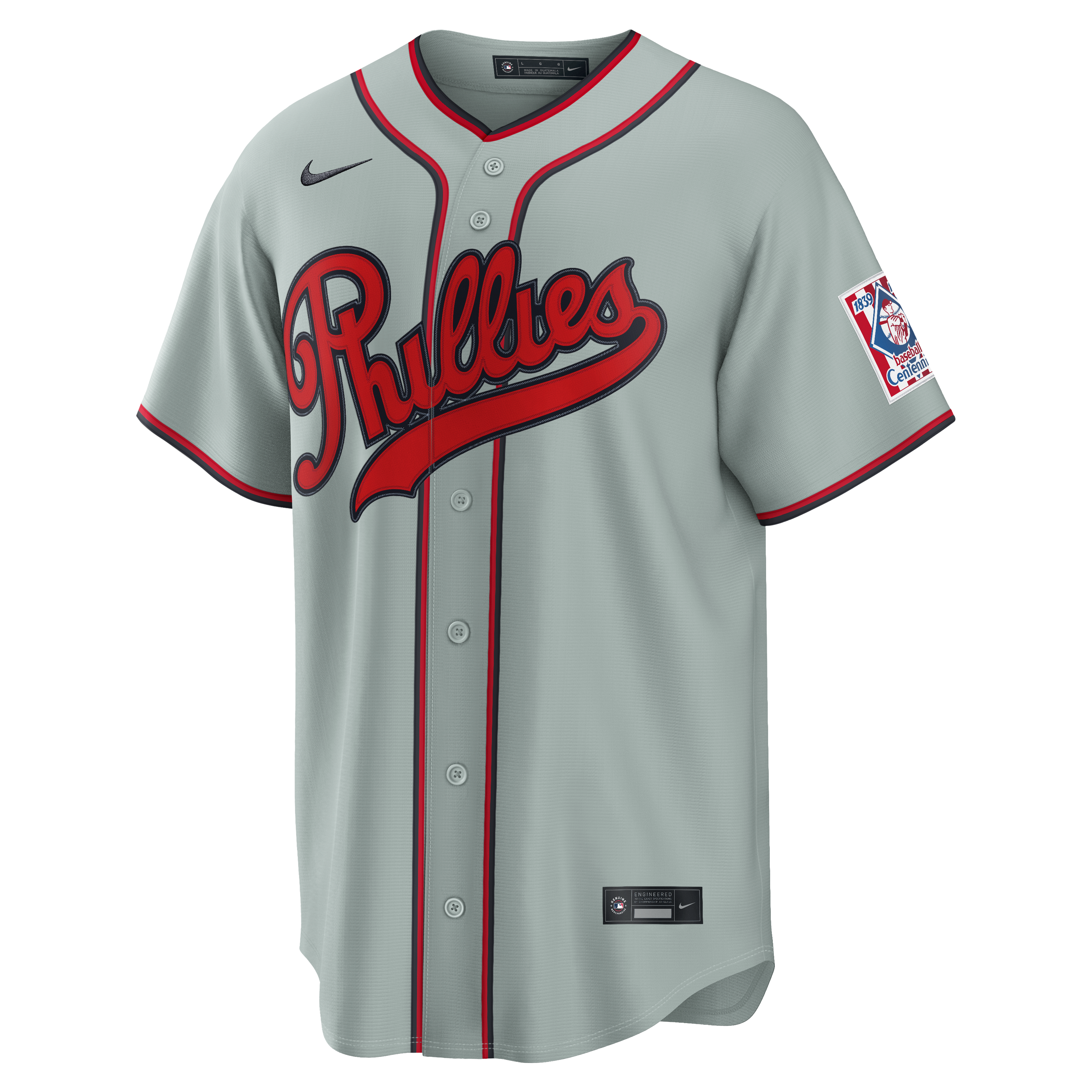 Men's Nike J.T. Realmuto Gray Philadelphia Phillies 2026 Field of Dreams Stadium Jersey