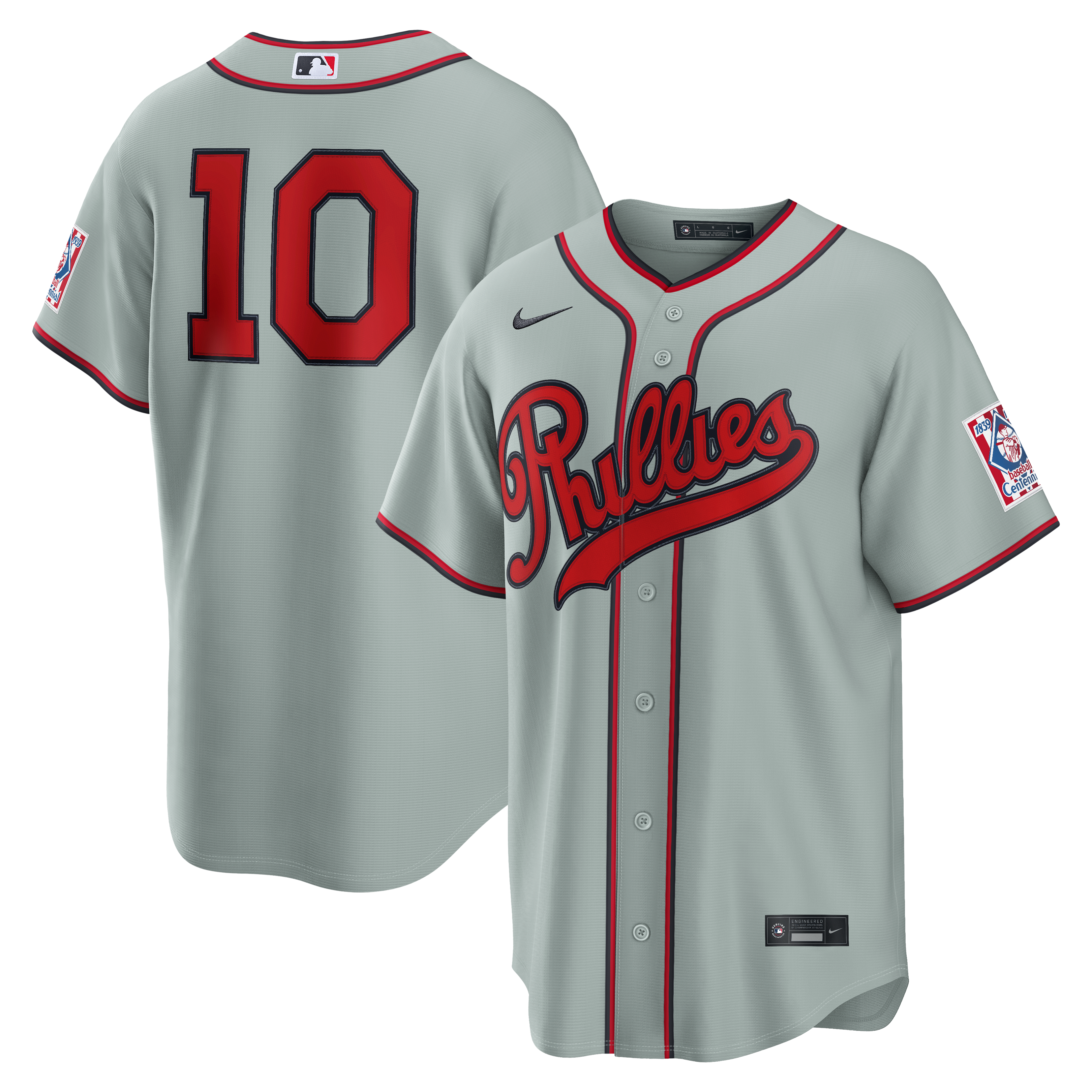 Men's Nike J.T. Realmuto Gray Philadelphia Phillies 2026 Field of Dreams Stadium Jersey