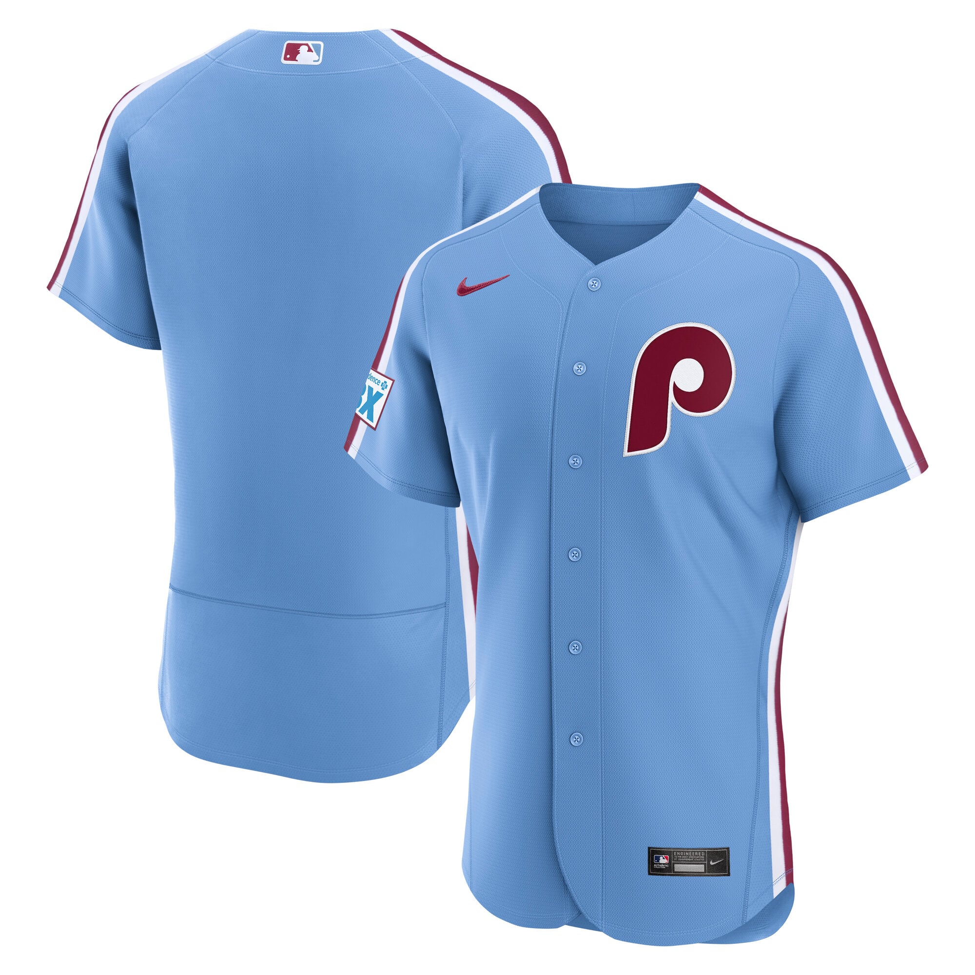Men's Nike White Philadelphia Phillies Home Sponsor Patch Authentic Jersey