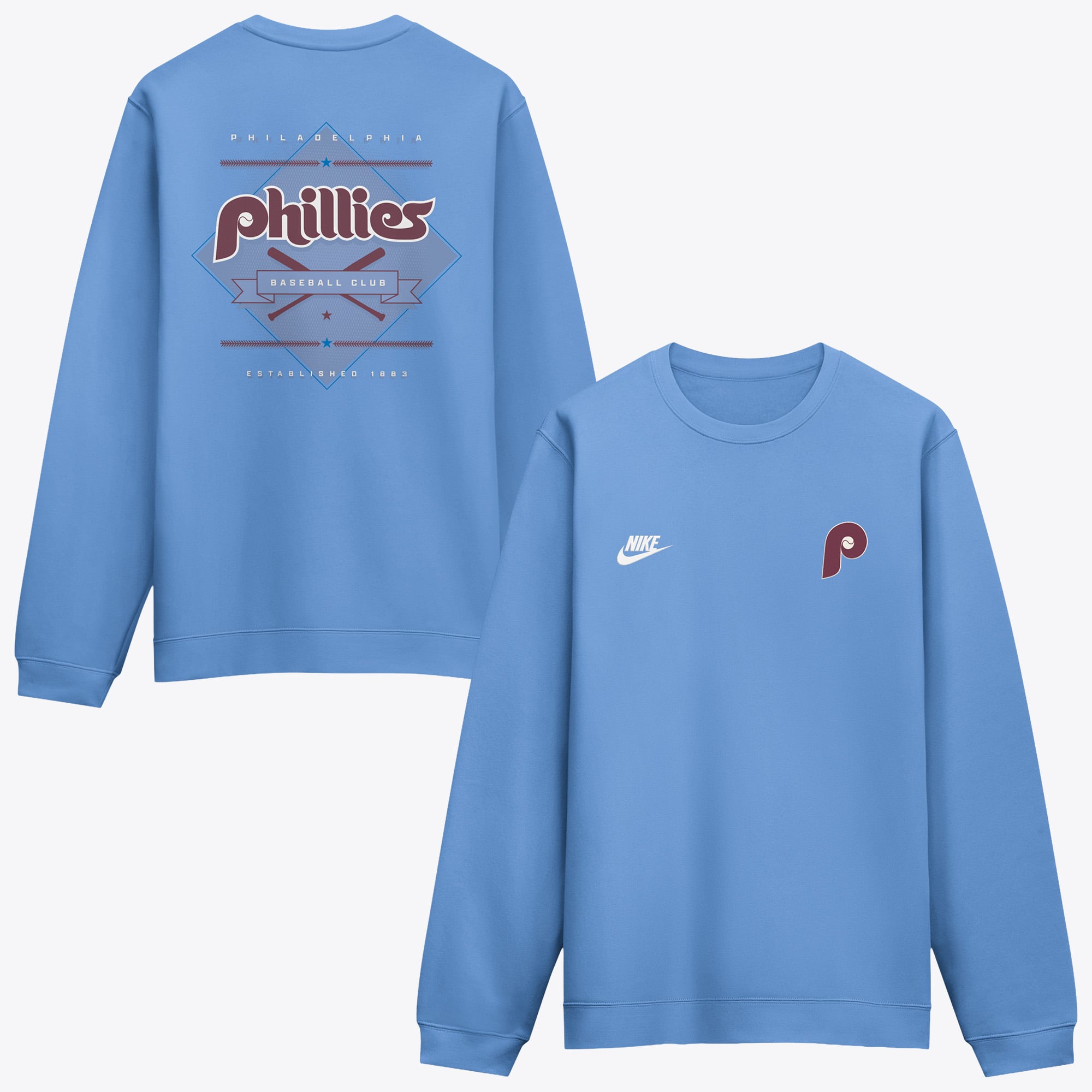 Men's Nike Light Blue Philadelphia Phillies Cooperstown Diamond Sweatshirt