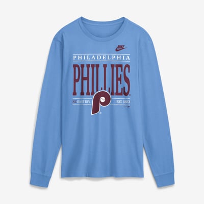 Philadelphia Phillies Nike Cooperstown Graphic Long Sleeve T-Shirt - Light Blue