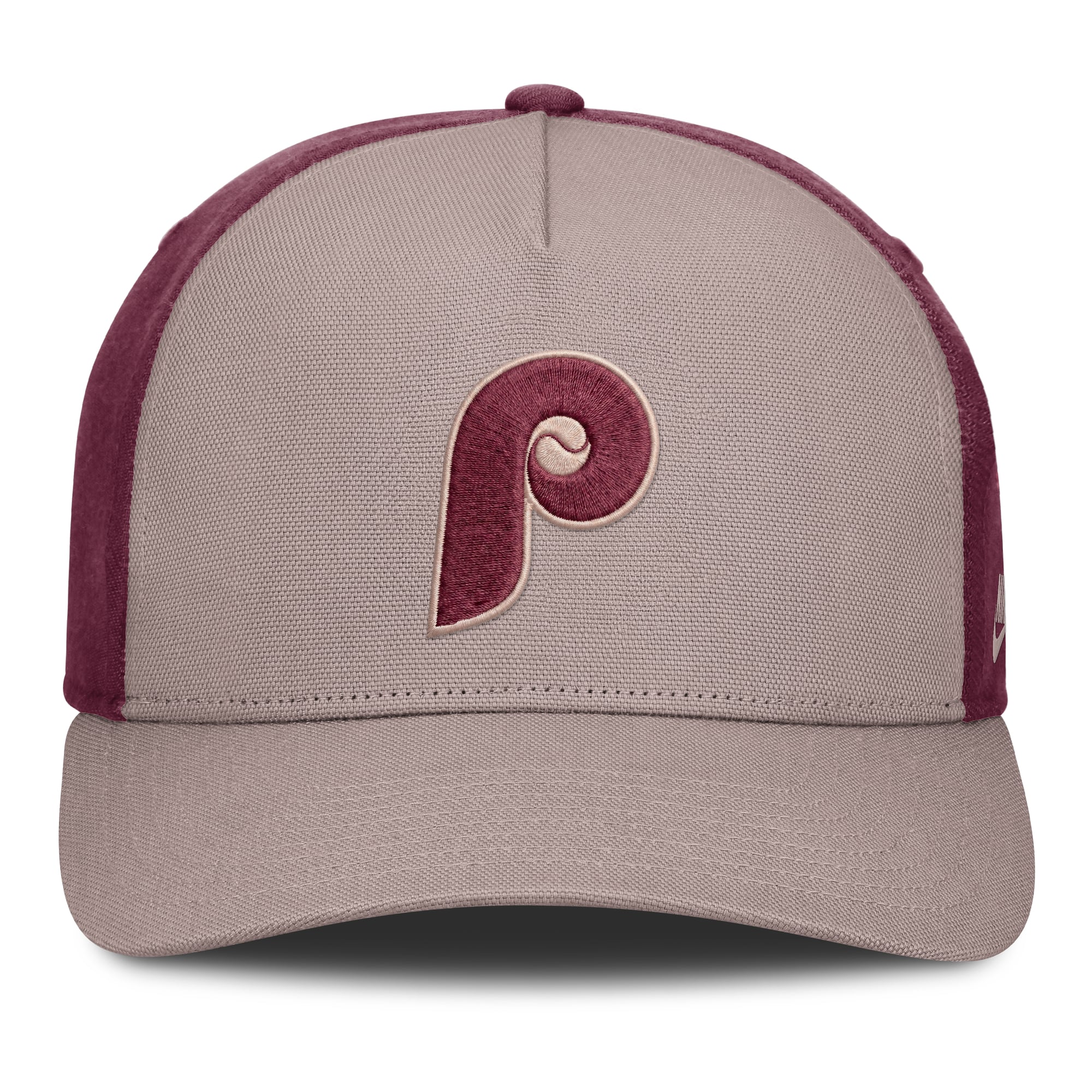 Casquette ajustable Nike pour homme, marron clair/bordeaux, Philadelphia Phillies Cooperstown Rise, modèle A-Frame